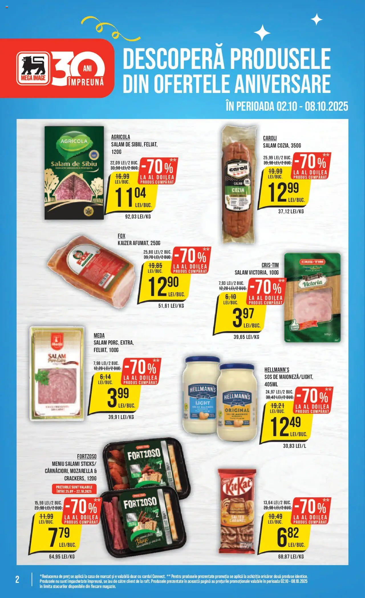 Noul catalog Mega Image – valabil de la 02.10.2025 | Pagină: 2 | Produse: Salam, Sos