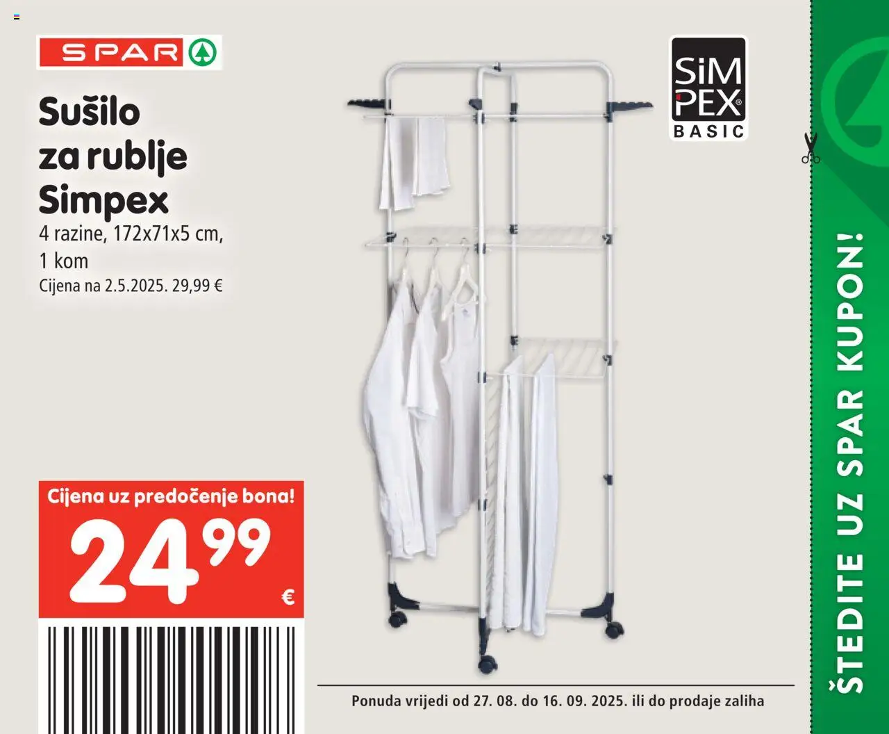 Spar katalog | vrijedi od 27.08.2025 | Stranica: 28 | Proizvodi: Sušilo za rublje