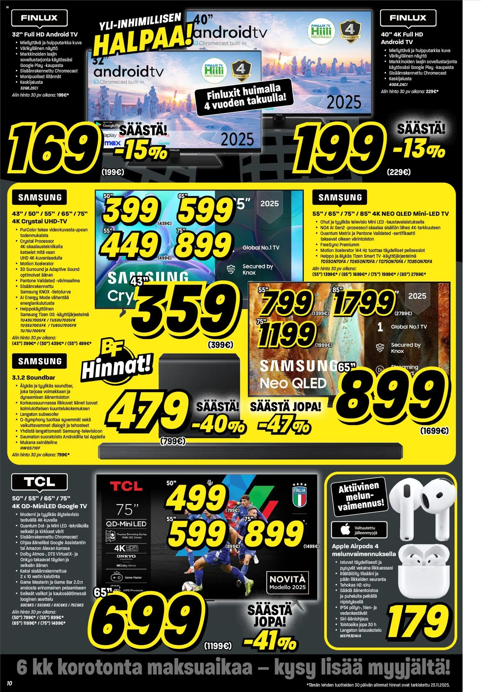 Veikon Kone - Black Friday – voimassa 24.11.2025 alkaen | Sivu: 10 | Tuotteet: Soundbar, Näyttö, TV, Televisio