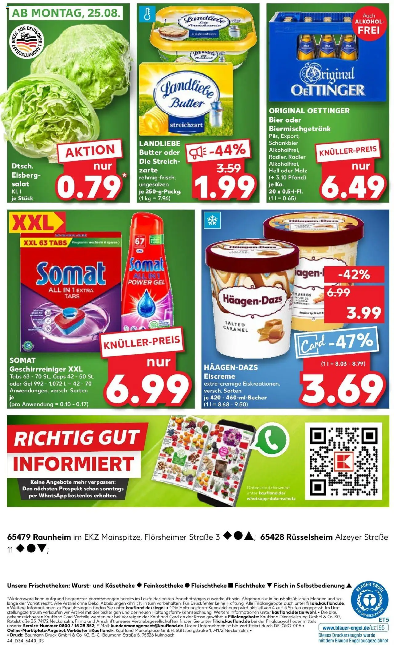 Kaufland prospekt Rüsselsheim Am Main	 - gültig ab dem 21.08.2025 | Seite: 44 | Produkte: Butter, Landliebe butter, Eiscreme, Salat
