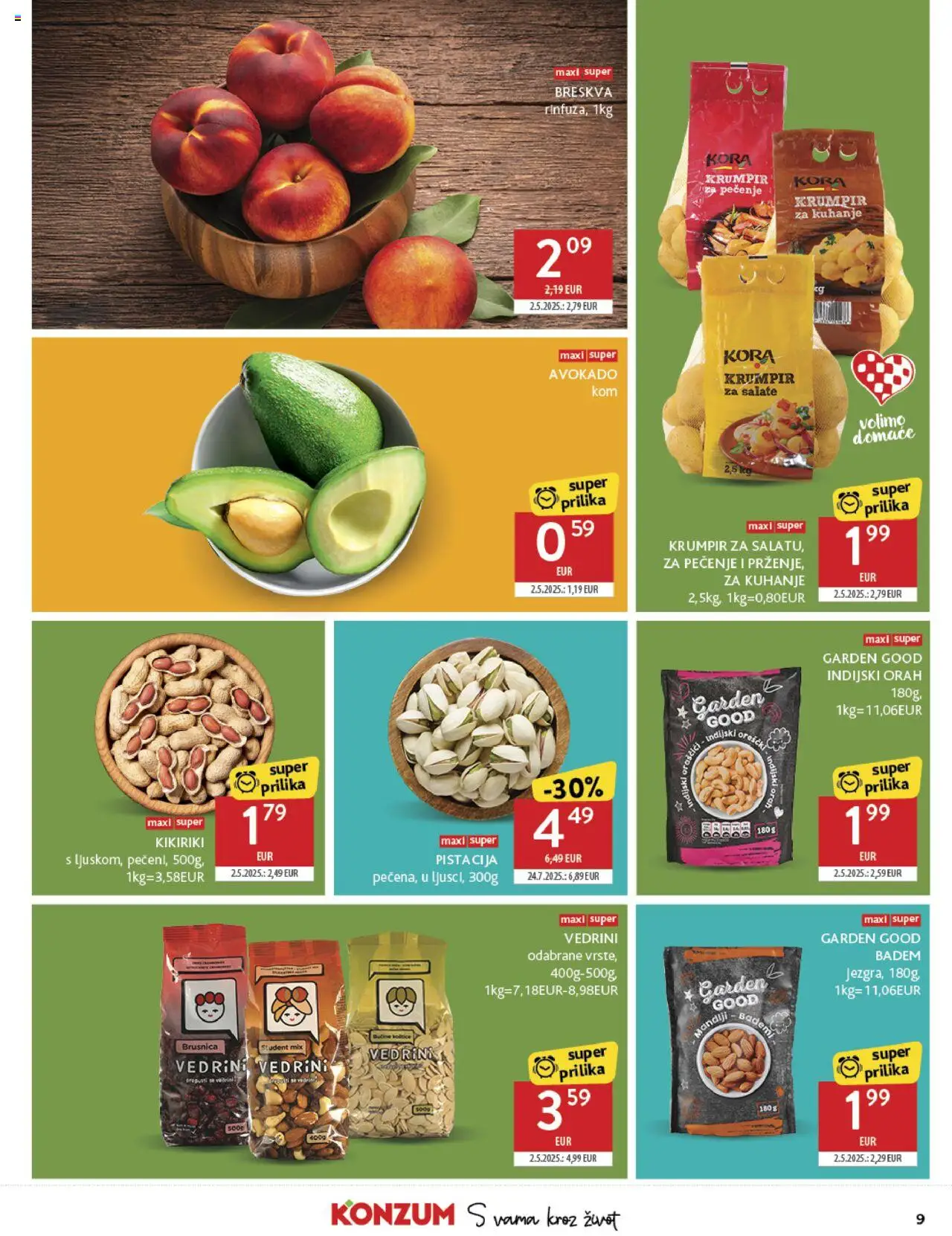 Konzum HR akciós ujság - amely érvényes a következő dátumtól: 13.08.2025 | Oldal: 9 | Termékek: Avokádó