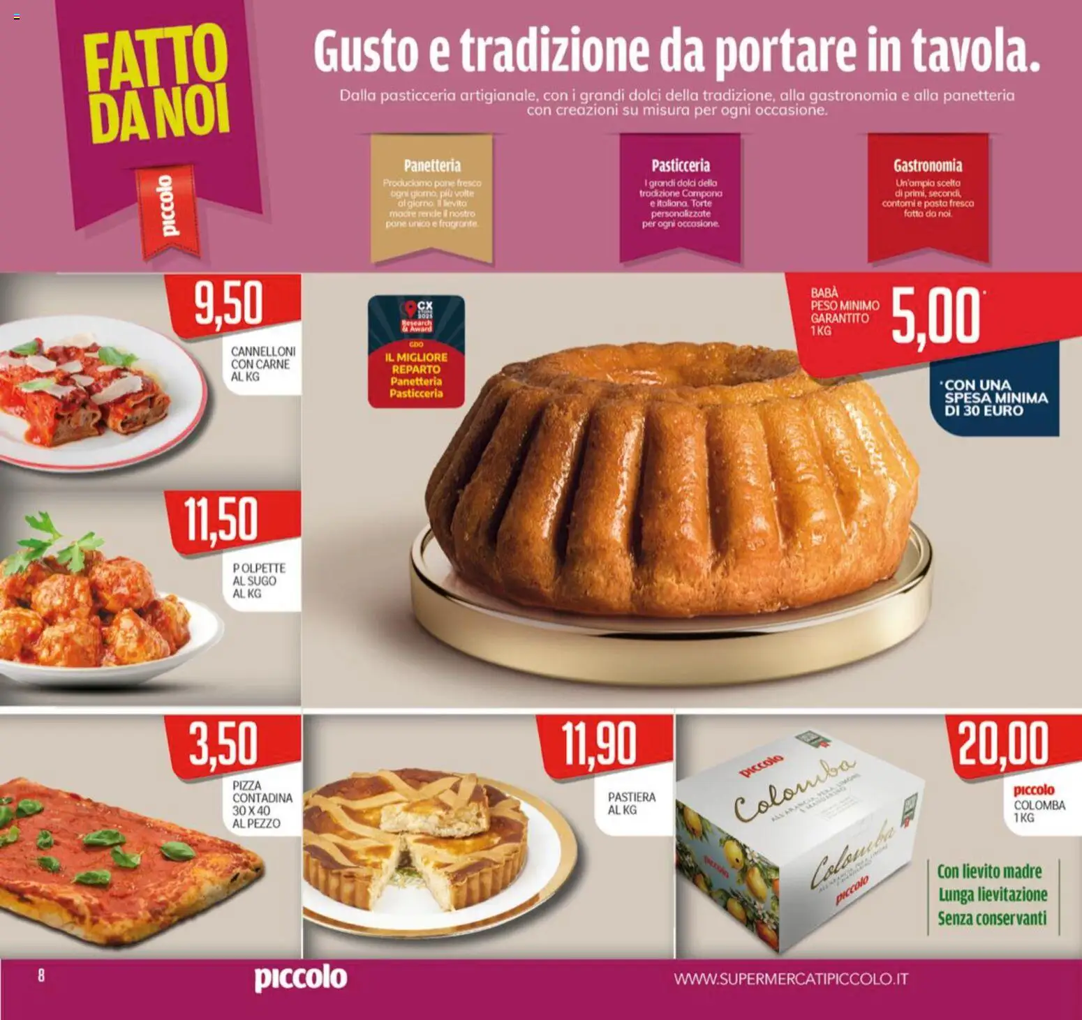 Volantino Piccolo del 16.03.2026 | Pagina: 8 | Prodotti: Pane, Pizza, Sugo, Polpette