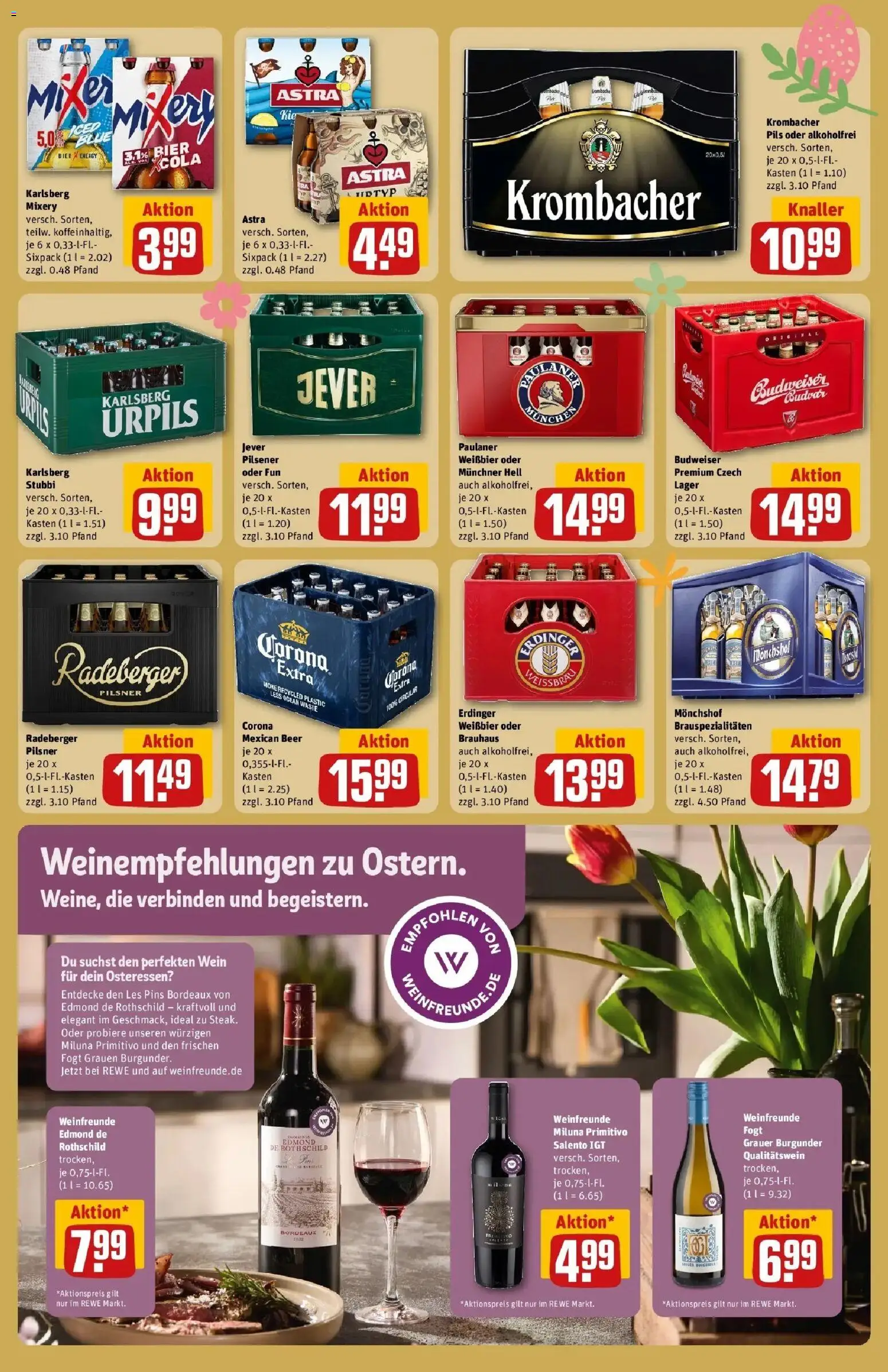 Rewe Prospekt Illingen	 – gültig ab 30.03.2026 | Seite: 19 | Produkte: Monchshof, Weißbier, Krombacher, Mixery