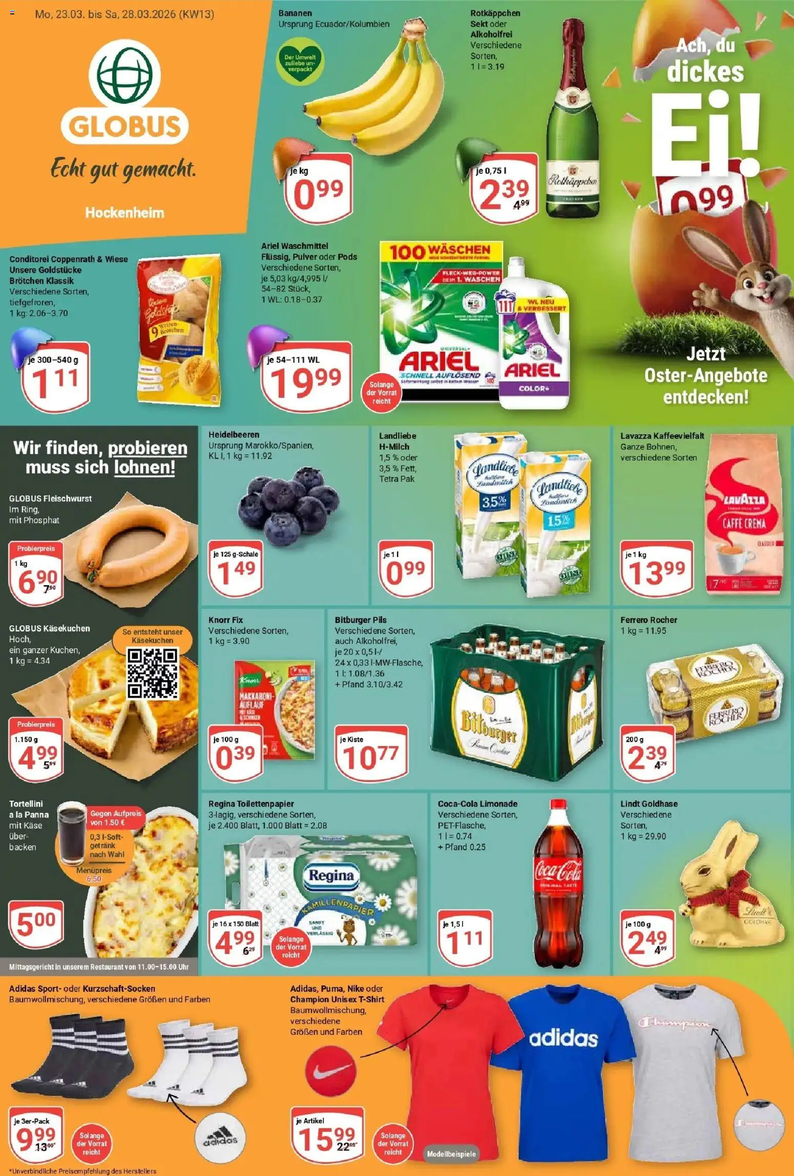 Globus prospekt Hockenheim	 – gültig ab 23.03.2026 | Seite: 1 | Produkte: Cola, Ariel, Bananen, Limonade