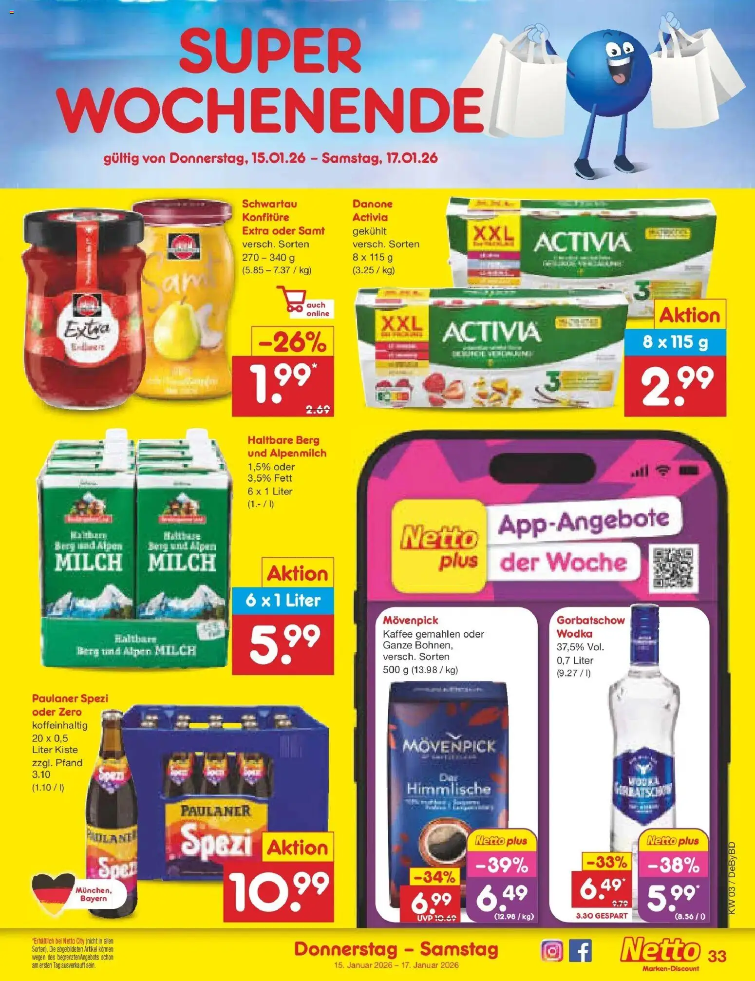 Netto Marken-Discount prospekt Buttenwiesen	 – gültig ab 12.01.2026 | Seite: 47 | Produkte: Activia, Milch, Wodka, Paulaner