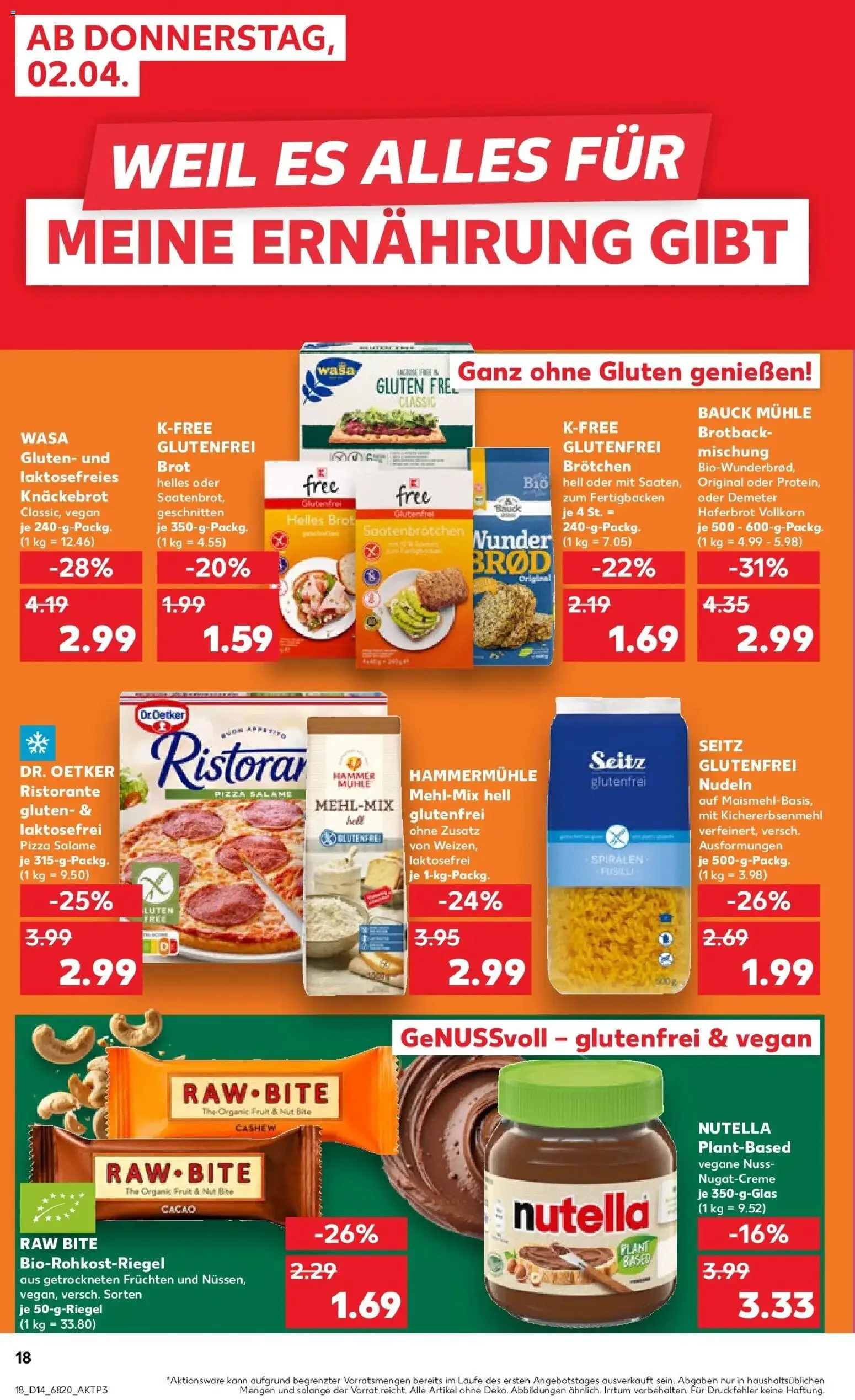 Kaufland Prospekt Überlingen	 – gültig ab 02.04.2026 | Seite: 18 | Produkte: Pasta, Brot, Pizza, Nudeln
