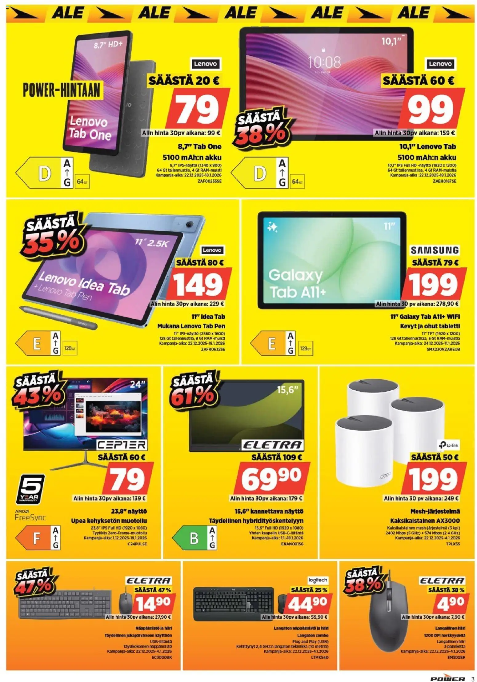 Power tarjoukset – voimassa 25.11.2025 alkaen | Sivu: 3 | Tuotteet: USB, Akku, Näyttö, Hiiri