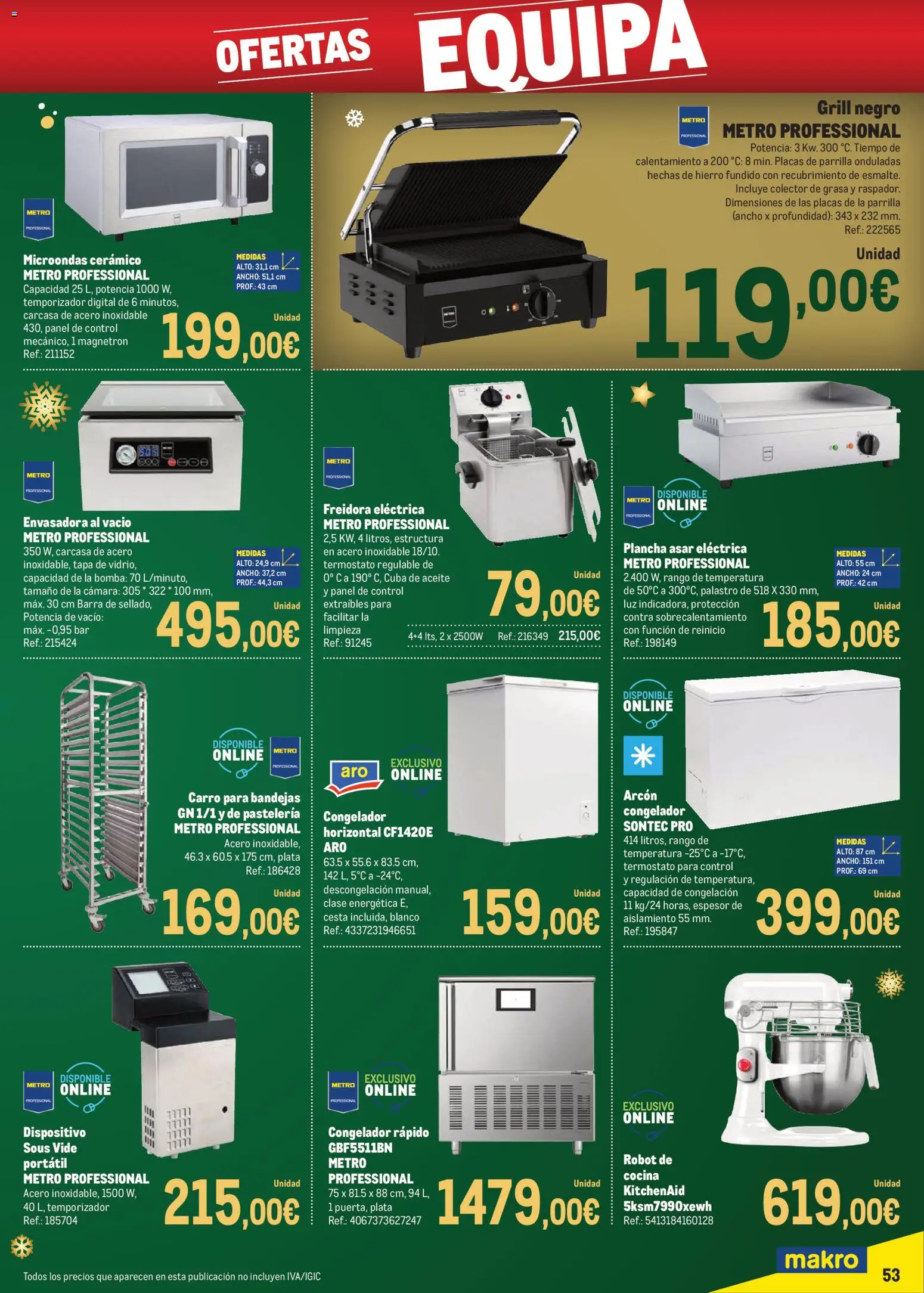 Makro - Precios Centro │ válido desde el 24.11.2025 | Página: 53 | Productos: Cámara, Congelador, Plancha, Cesta