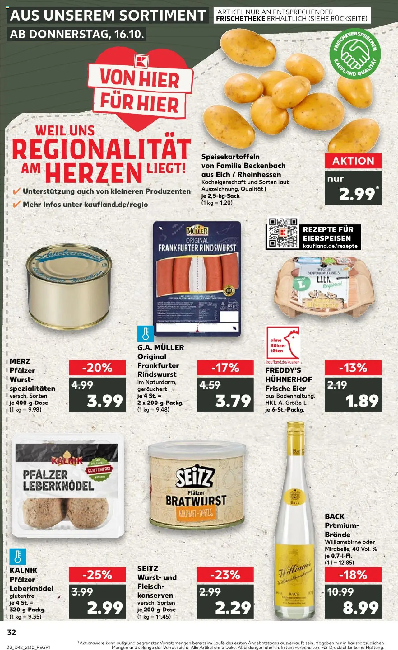 Kaufland prospekt Speyer	 – gültig ab 19.10.2025 | Seite: 32 | Produkte: Eier, Bratwurst, Wurst, Fleisch