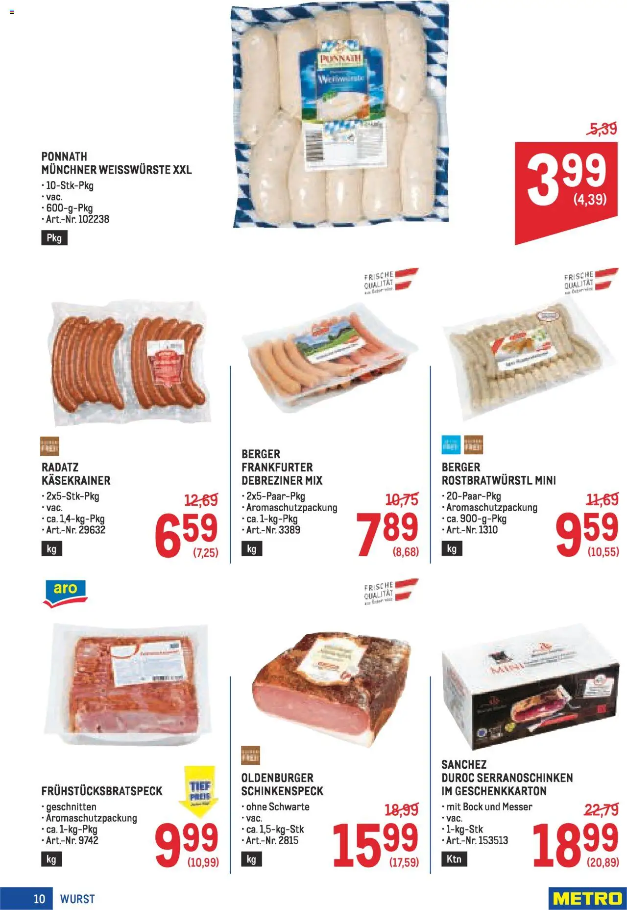 Metro angebote Profi gültig ab 02.10.2025 | Seite: 10 | Produkte: Wurst