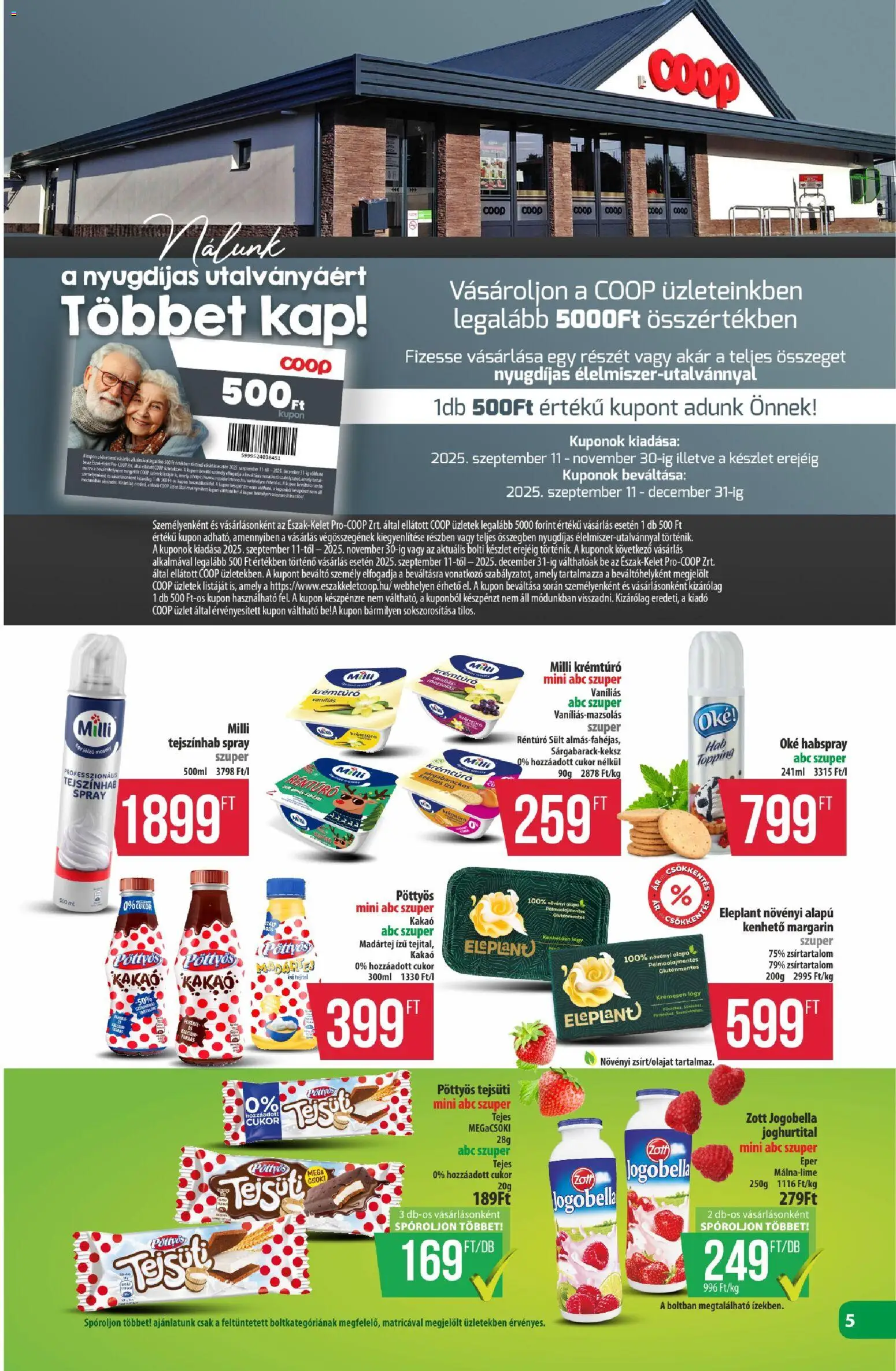 COOP akciós ujság - amely érvényes a következő dátumtól: 13.11.2025 | Oldal: 5 | Termékek: Margarin, Tejszínhab, Sör, Cukor