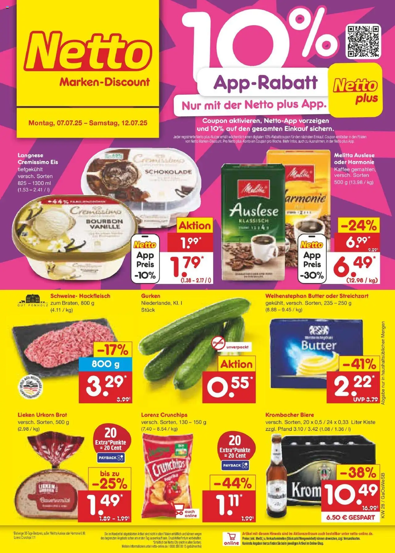 Netto Marken-Discount prospekt Bremen-Lesum	 - gültig ab dem 07.07.2025 | Seite: 1 | Produkte: Melitta, Lorenz crunchips, Bourbon, Gurken