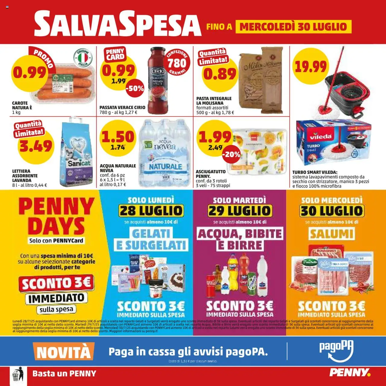 Volantino PENNY del 17.07.2025 | Pagina: 20 | Prodotti: Acqua, Carote, Pasta, Secchio