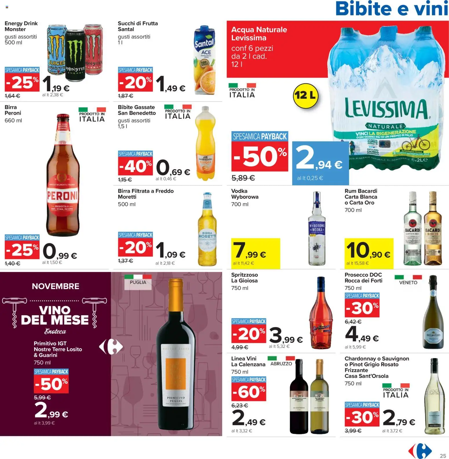 Volantino Carrefour del 07.11.2025 | Pagina: 25 | Prodotti: Prosecco, Acqua, Birra Moretti, Enoteca