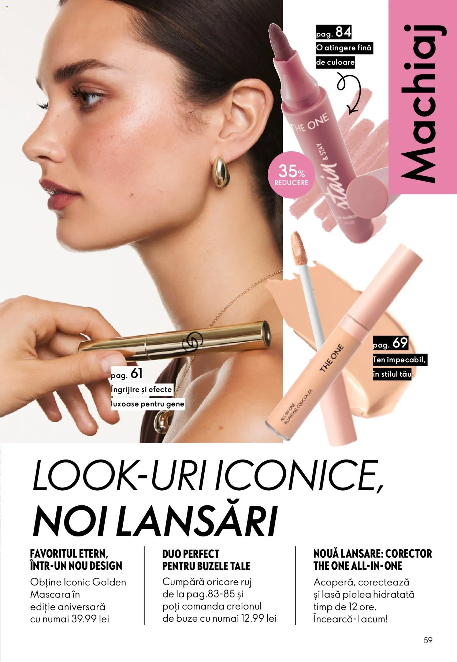 Noul catalog Oriflame – valabil de la 04.03.2026 | Pagină: 59 | Produse: Machiaj, Concealer, Mascara, Ruj