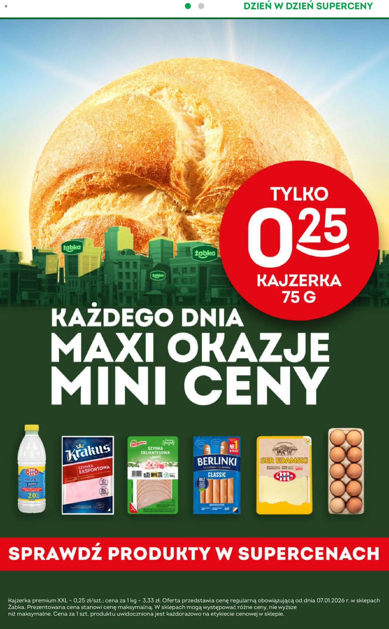 Żabka Gazetka - Codzienne produkty od 14.01.2026 | Strona: 4 | Produkty: Szynka, Mleko, Ser, Ser edamski