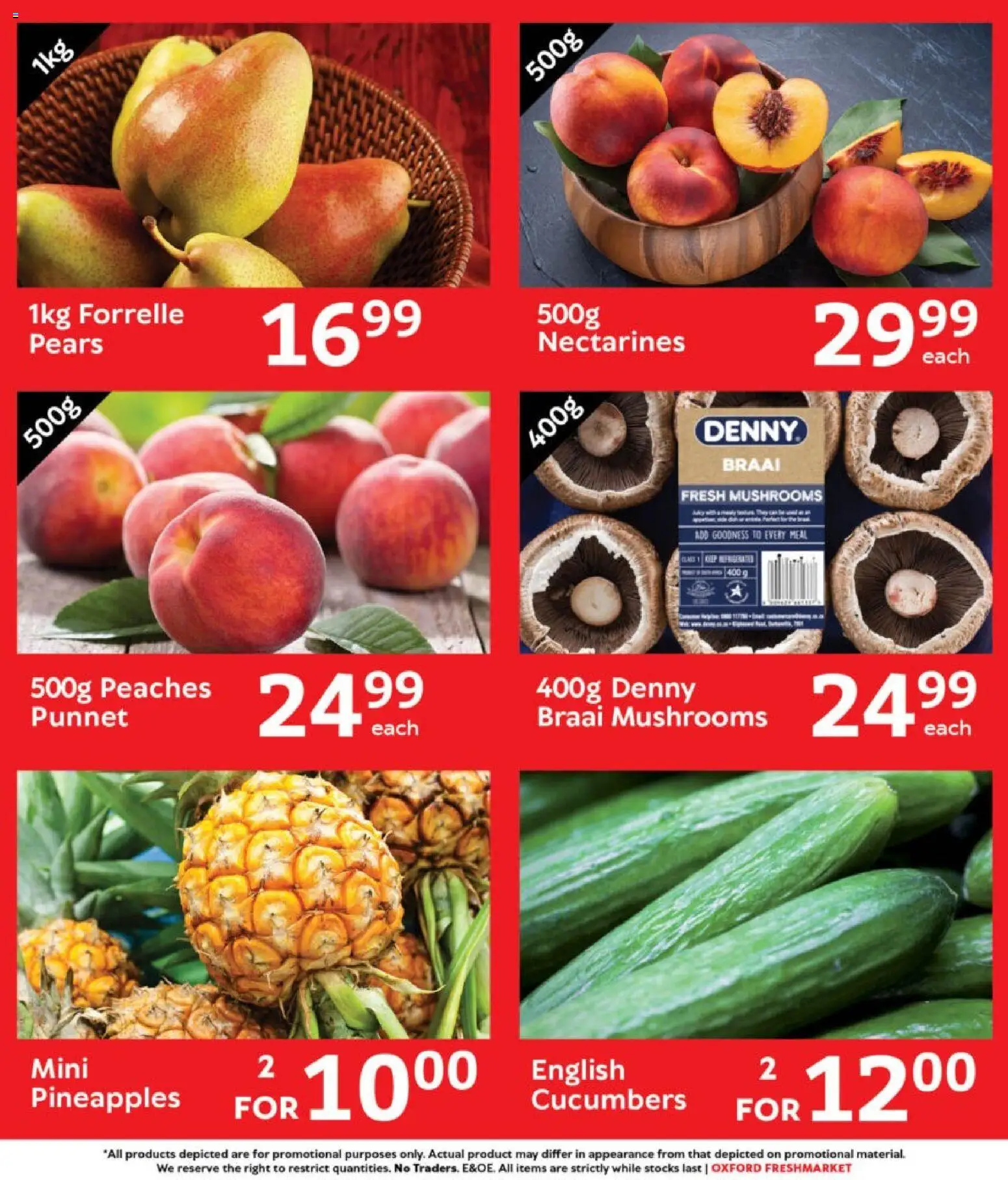 New Oxford Freshmarket catalogue – valid from 25.10.2025 | Page: 4 | Products: Pears, Mushrooms, Cucumbers, Nectarines