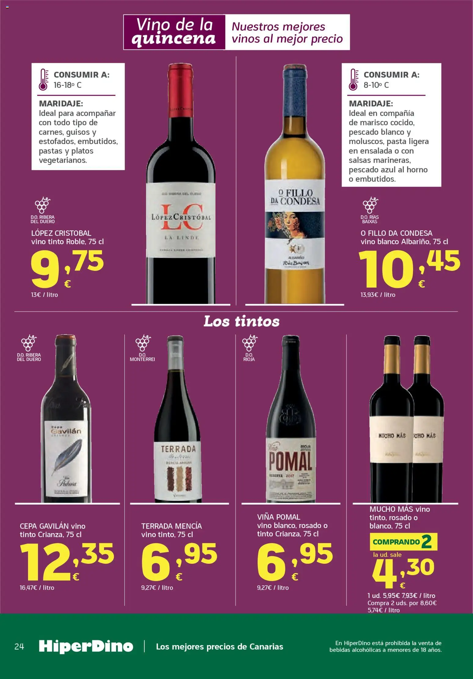 HiperDino folleto │ válido desde el 24.03.2026 | Página: 24 | Productos: Vino, Pescado, Pasta, Ensalada
