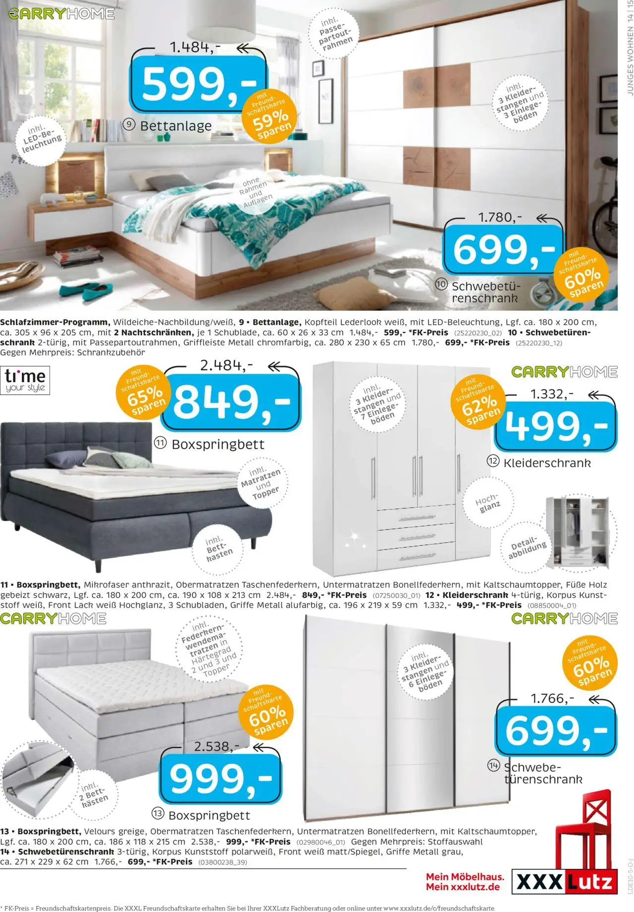 XXXL Lutz Junges Wohnen – gültig ab 29.09.2025 | Seite: 15 | Produkte: Bett, Boxspringbett, Topper, Schrank
