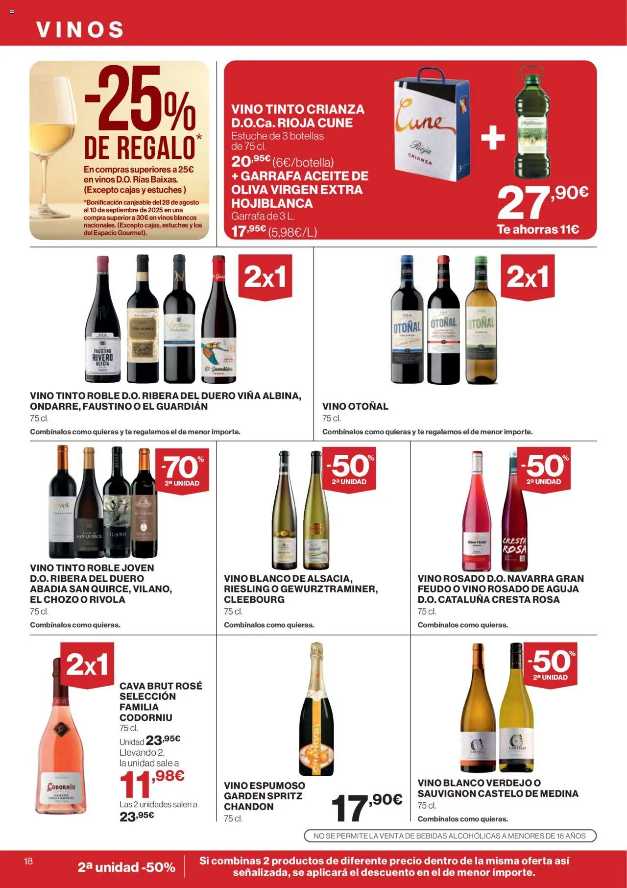 Supercor folleto │ válido desde el 14.08.2025 | Página: 18 | Productos: Aceite, Vino rosado, Vino, Té