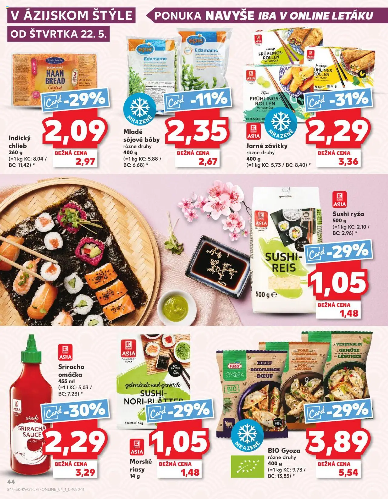 Kaufland Skalica │ platný od 22.05.2025 | Strana: 44 | Produkty: Chlieb, Ryža, Sushi, Omáčka