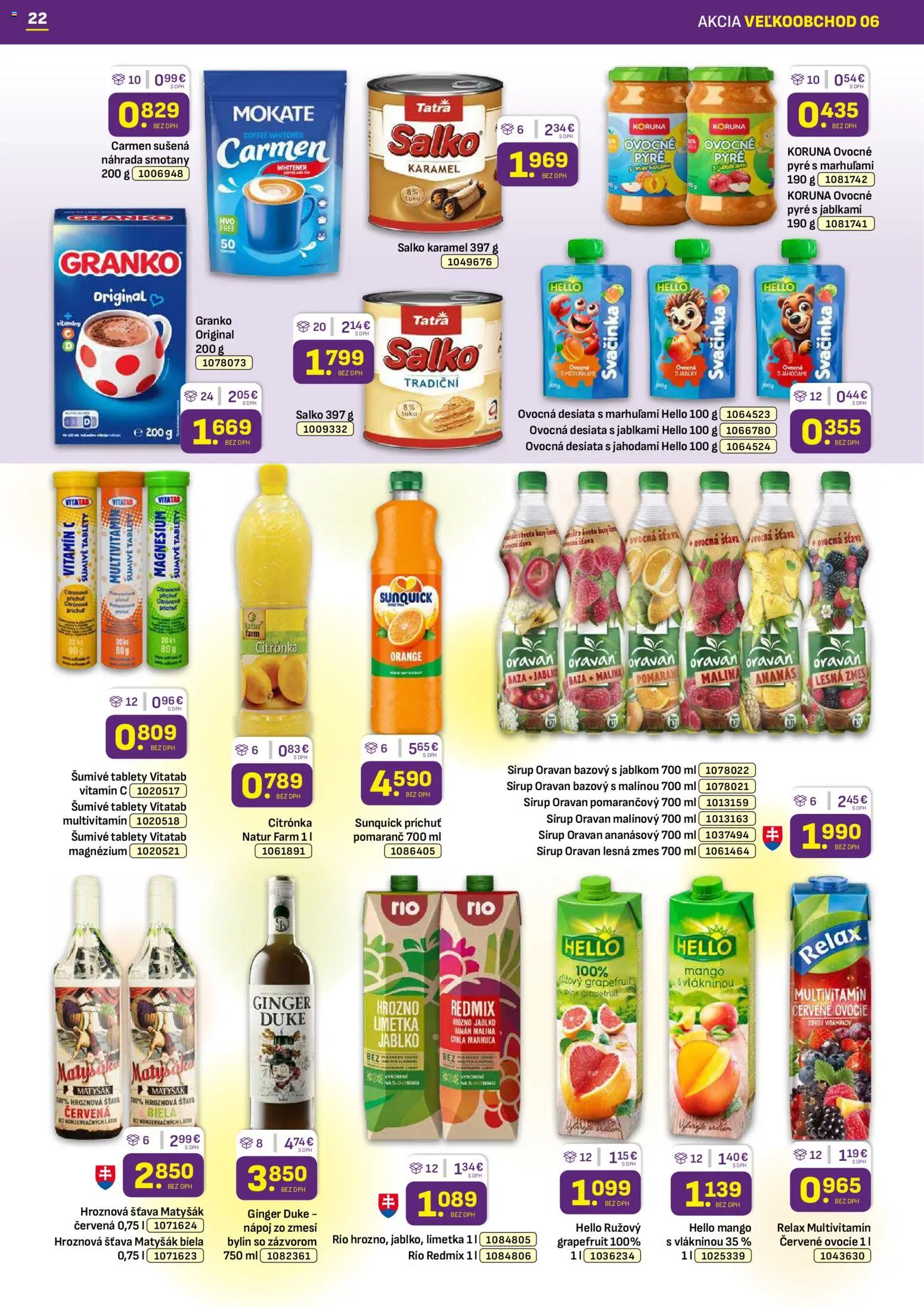 Nové Libex akcie – leták je platný od 16.03.2026 | Strana: 22 | Produkty: Sunquick, Ananás, Mango, Ovocie