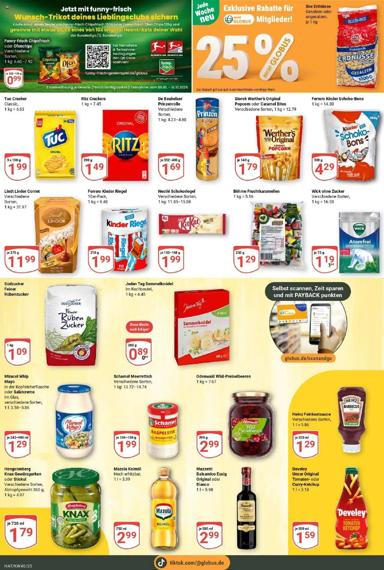 Globus prospekt Hattersheim	 – gültig ab 28.09.2025 | Seite: 16 | Produkte: Erdnüsse, Funny frisch, Kinder riegel, Zucker