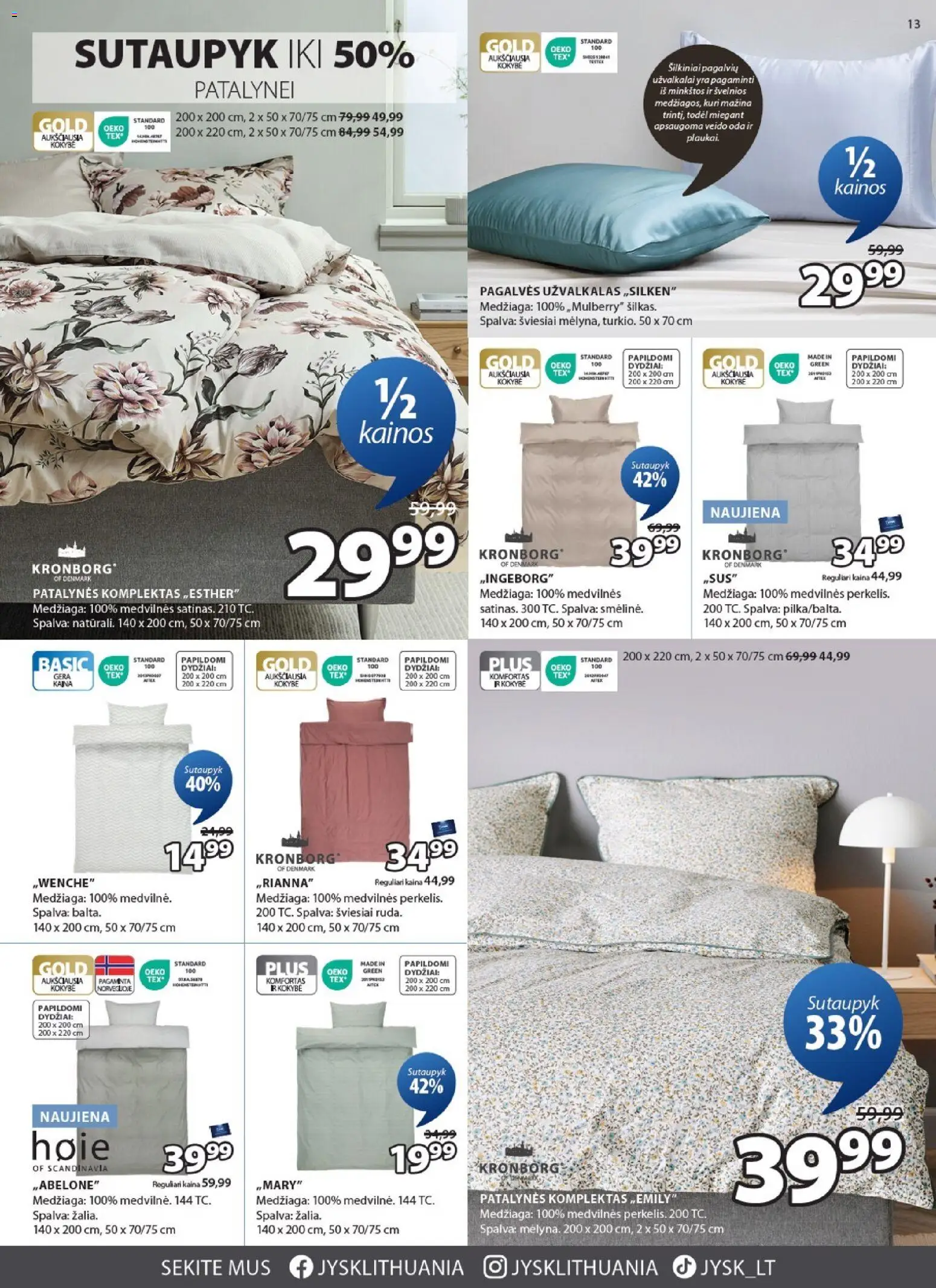 JYSK akcijos nuo 28.10.2025 | Puslapis: 13 | Prekių: Patalynės komplektas, Užvalkalas
