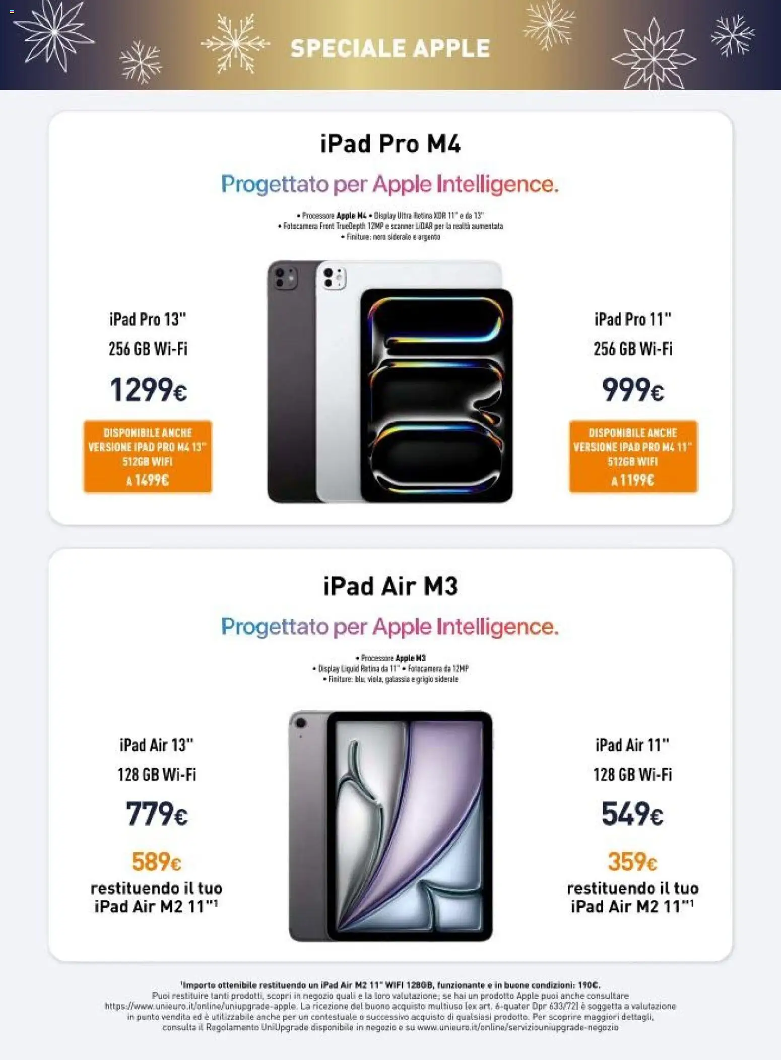 Volantino Unieuro del 08.12.2025 | Pagina: 14 | Prodotti: Fotocamera, Ipad