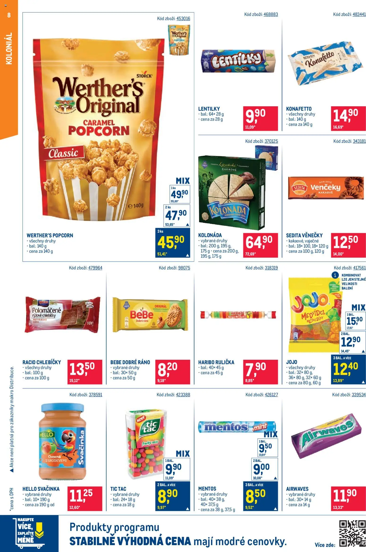 Makro leták - Maloobchod od 22.04.2026 | Strana: 8 | Produkty: Jojo, Tác, Lentilky, Bebe