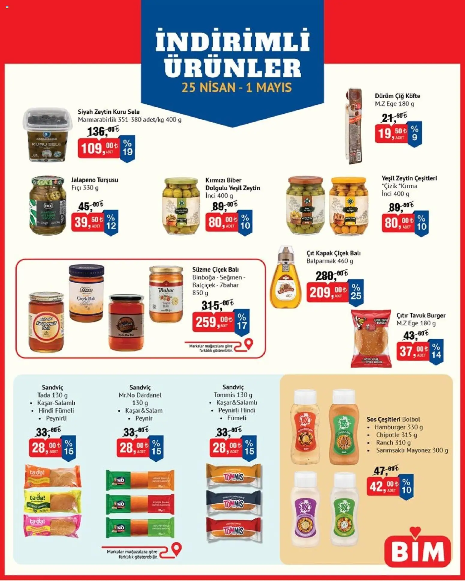 BİM Katalog - 25.04.2026 tarihinden itibaren geçerlidir | Sayfa: 2 | Ürünler: Peynir, Mayonez, Sos, Kırmızı biber