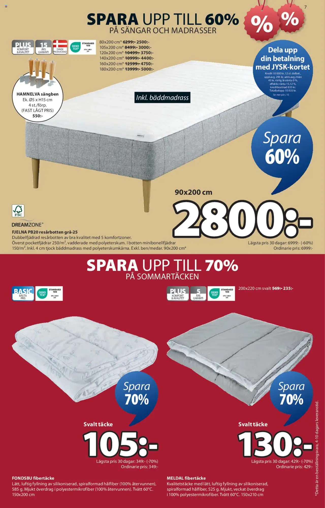 JYSK reklamblad aktuell från 09.06.2025 | Sida: 7 | Produkter: Bäddmadrass, Täcke