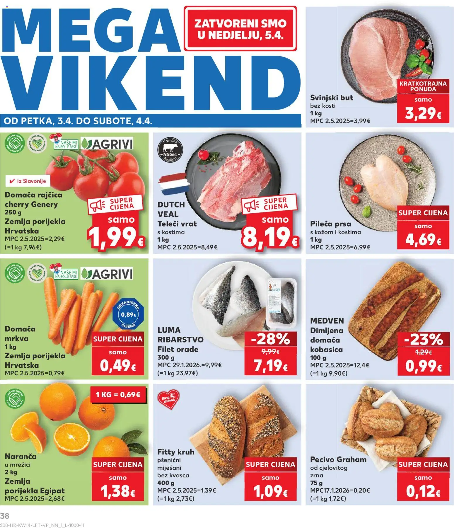Kaufland katalog | vrijedi od 01.04.2026 | Stranica: 38 | Proizvodi: Teletina, Mrkva, Pecivo, Pileća prsa