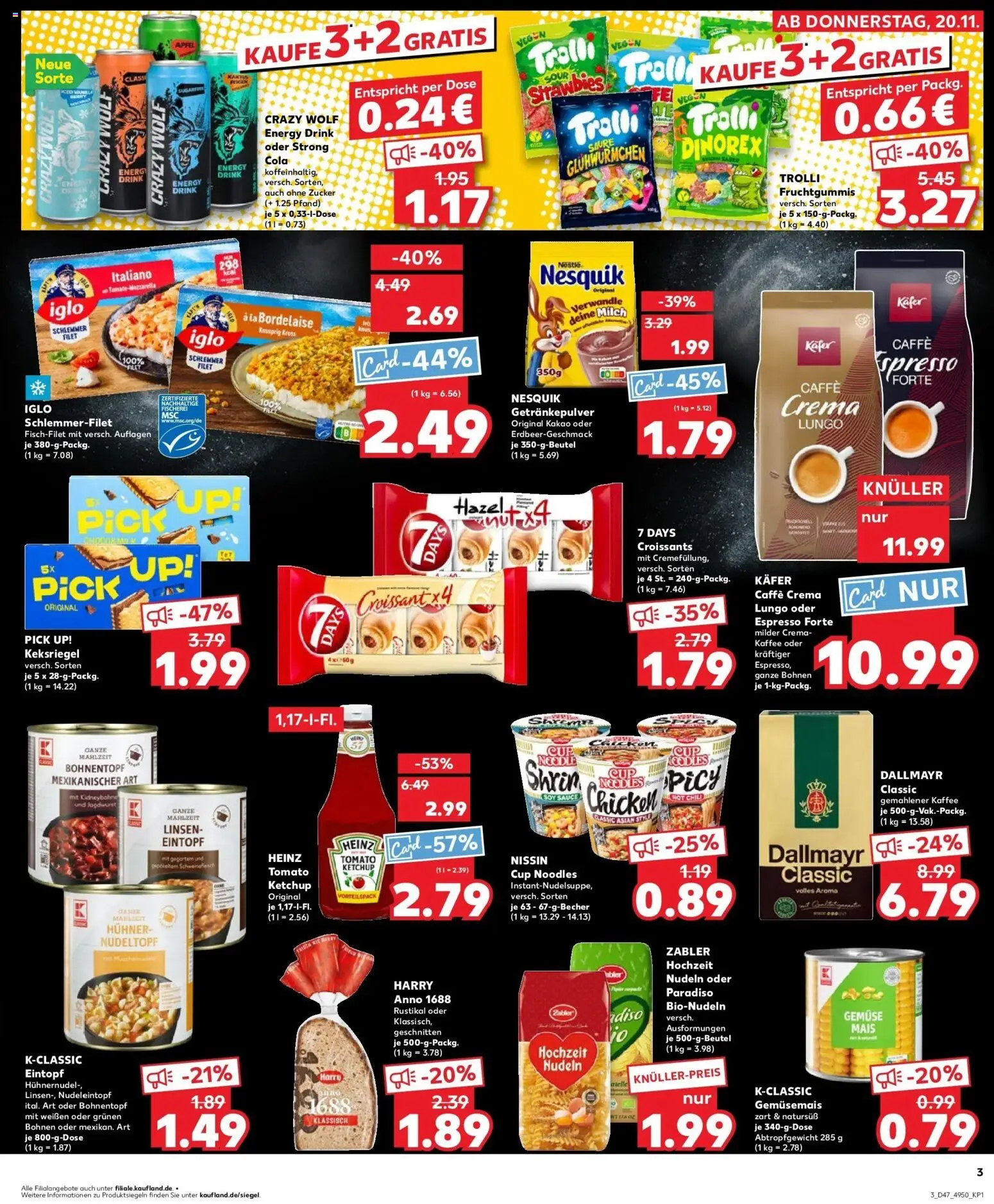 Kaufland prospekt Leonberg	 – gültig ab 20.11.2025 | Seite: 3 | Produkte: Nesquik, Äpfel, Pasta, Ketchup