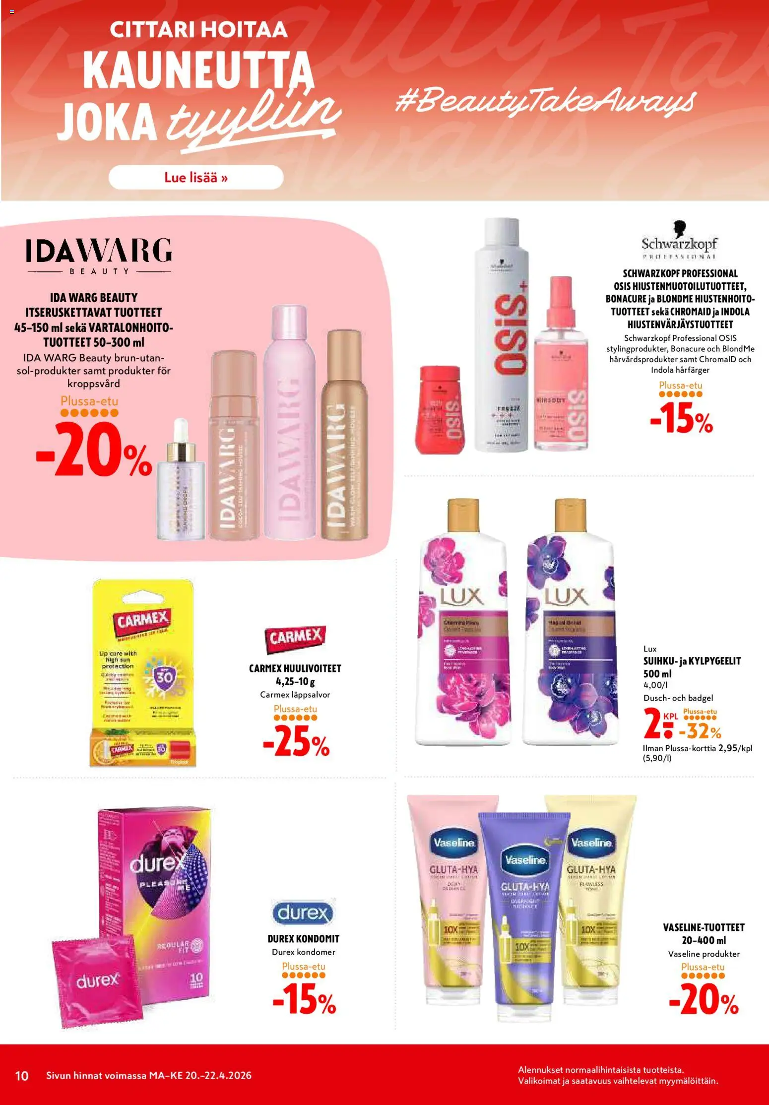 K-Citymarket tarjoukset – voimassa 20.04.2026 alkaen | Sivu: 10 | Tuotteet: Suihku, Kondomit