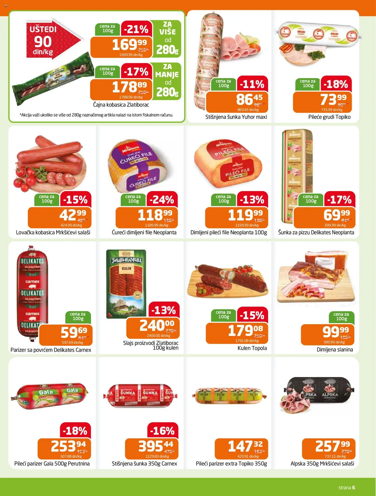 Gomex katalog - važi od 03.12.2025 | Strana: 6 | Proizvode: Parizer, Pileće grudi, Pileći file, Slanina
