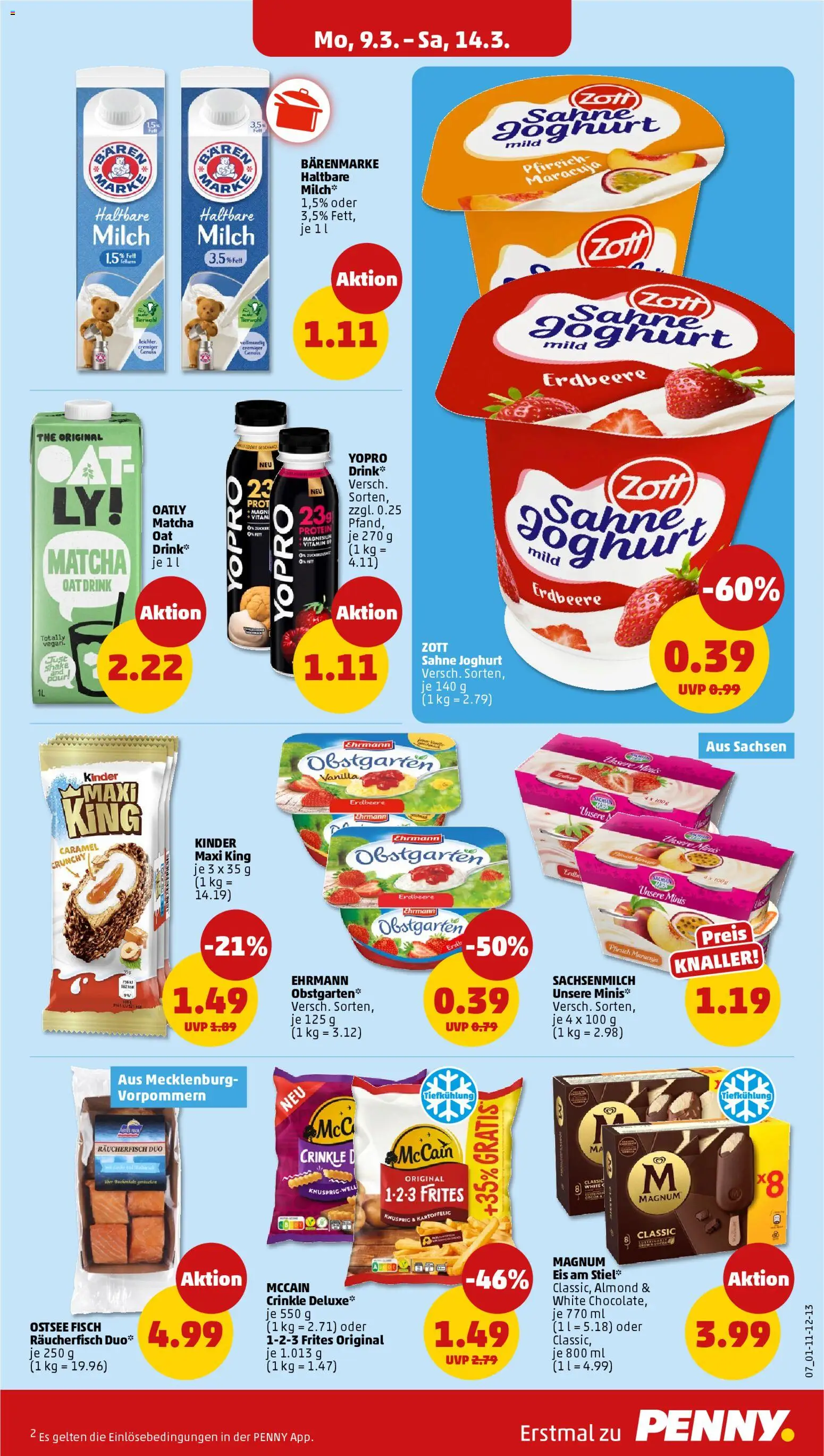 Penny Prospekt 	 – gültig ab 09.03.2026 | Seite: 9 | Produkte: Joghurt, McCain, Fisch, Oatly
