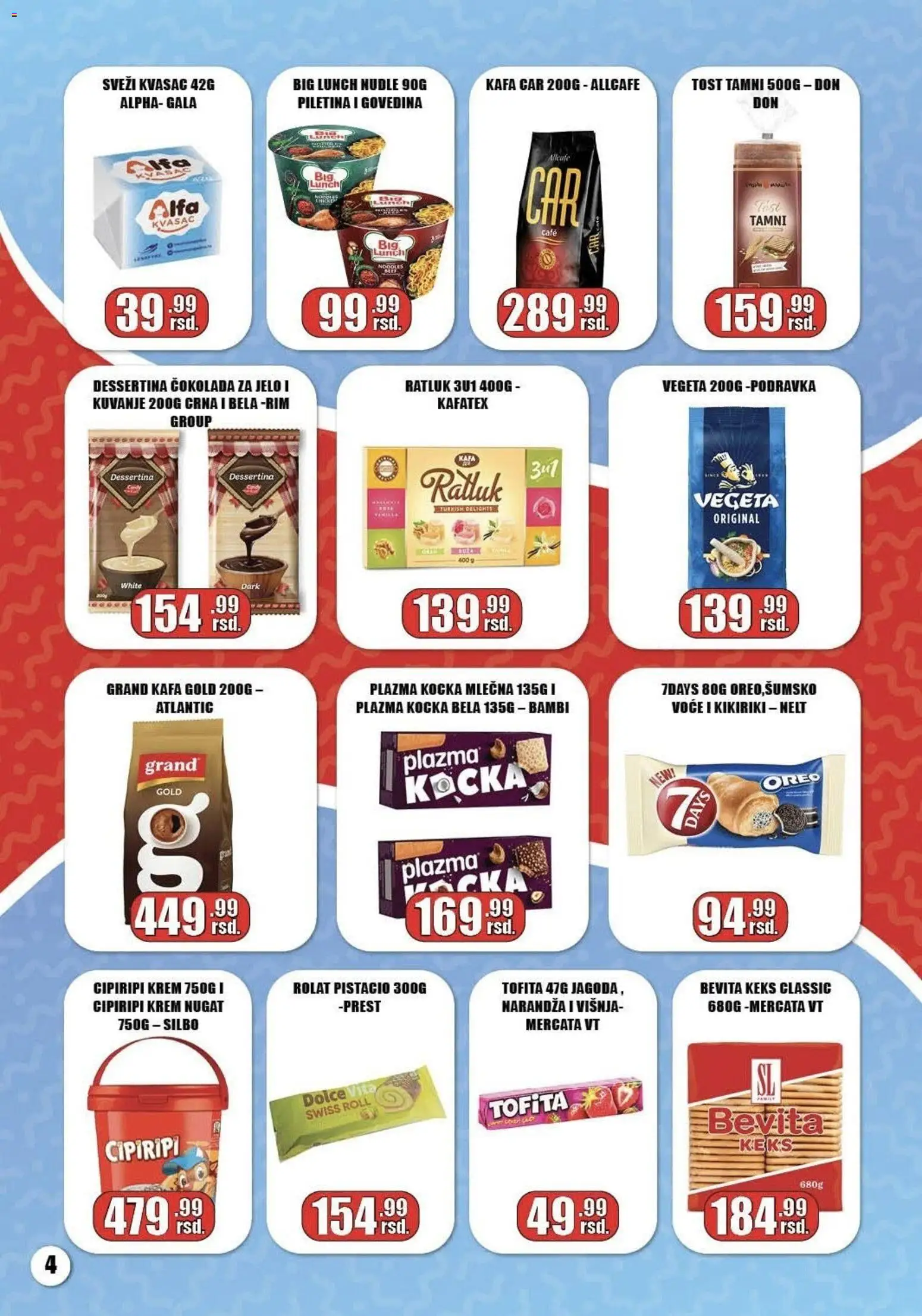 Gala MARKET katalog - važi od 05.04.2026 | Strana: 4 | Proizvode: Keks, Oreo, Plazma, 7days
