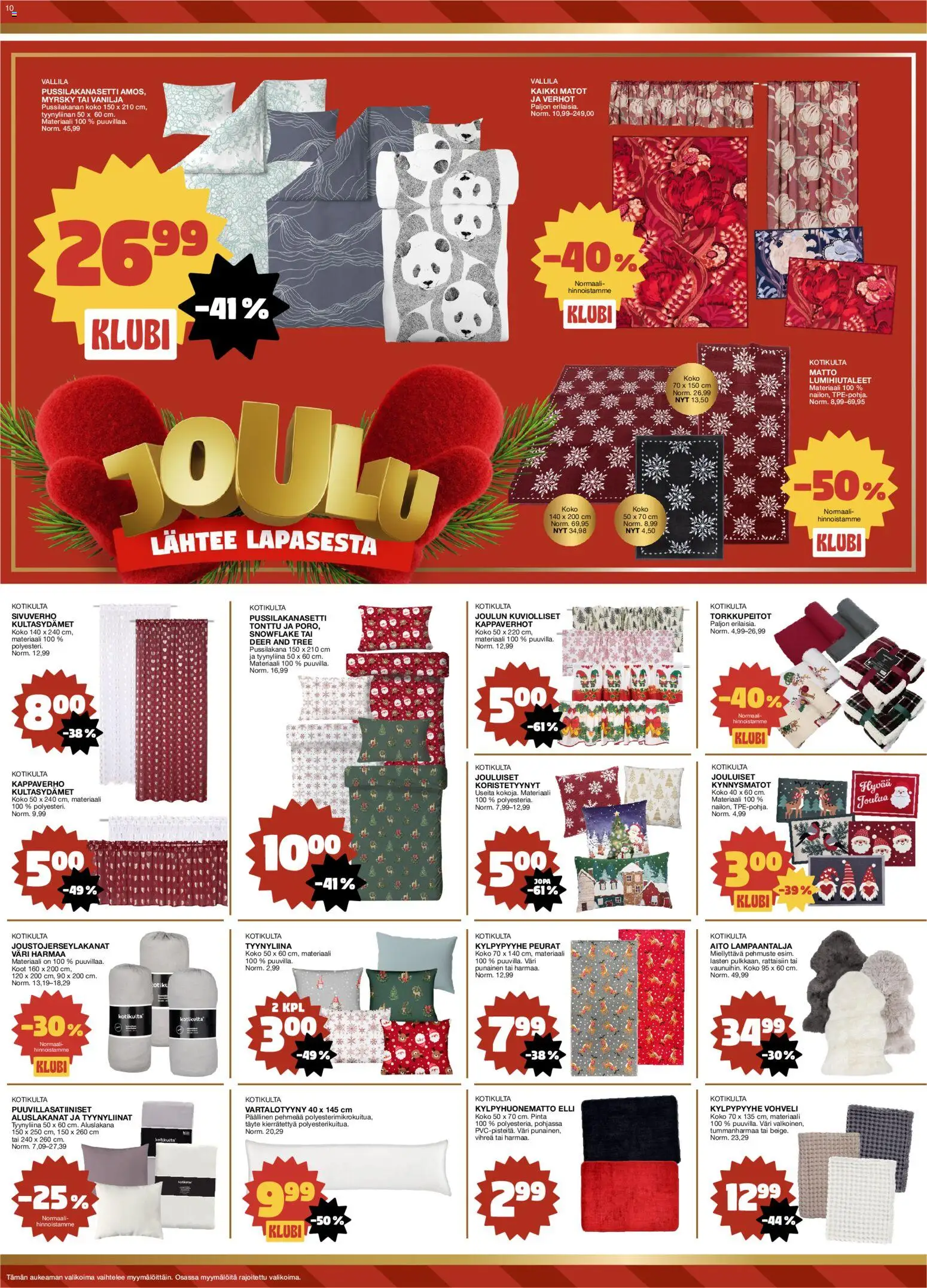 Tokmanni tarjoukset – voimassa 08.12.2025 alkaen | Sivu: 10 | Tuotteet: Pussilakanasetti, Matot, Aluslakana, Matto