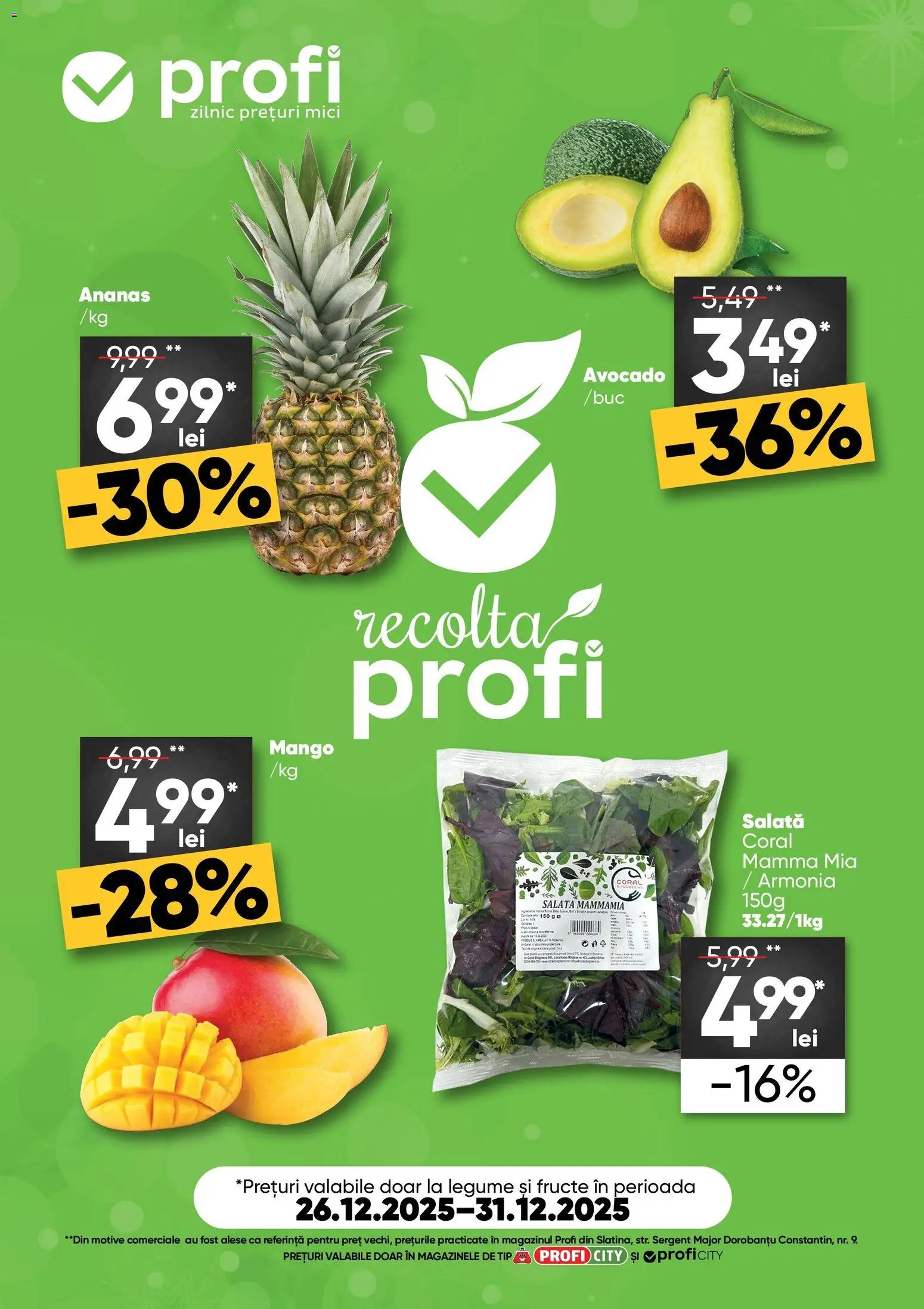 Noul catalog Profi – valabil de la 26.12.2025 | Pagină: 1 | Produse: Mici, Ananas, Salată, Legume