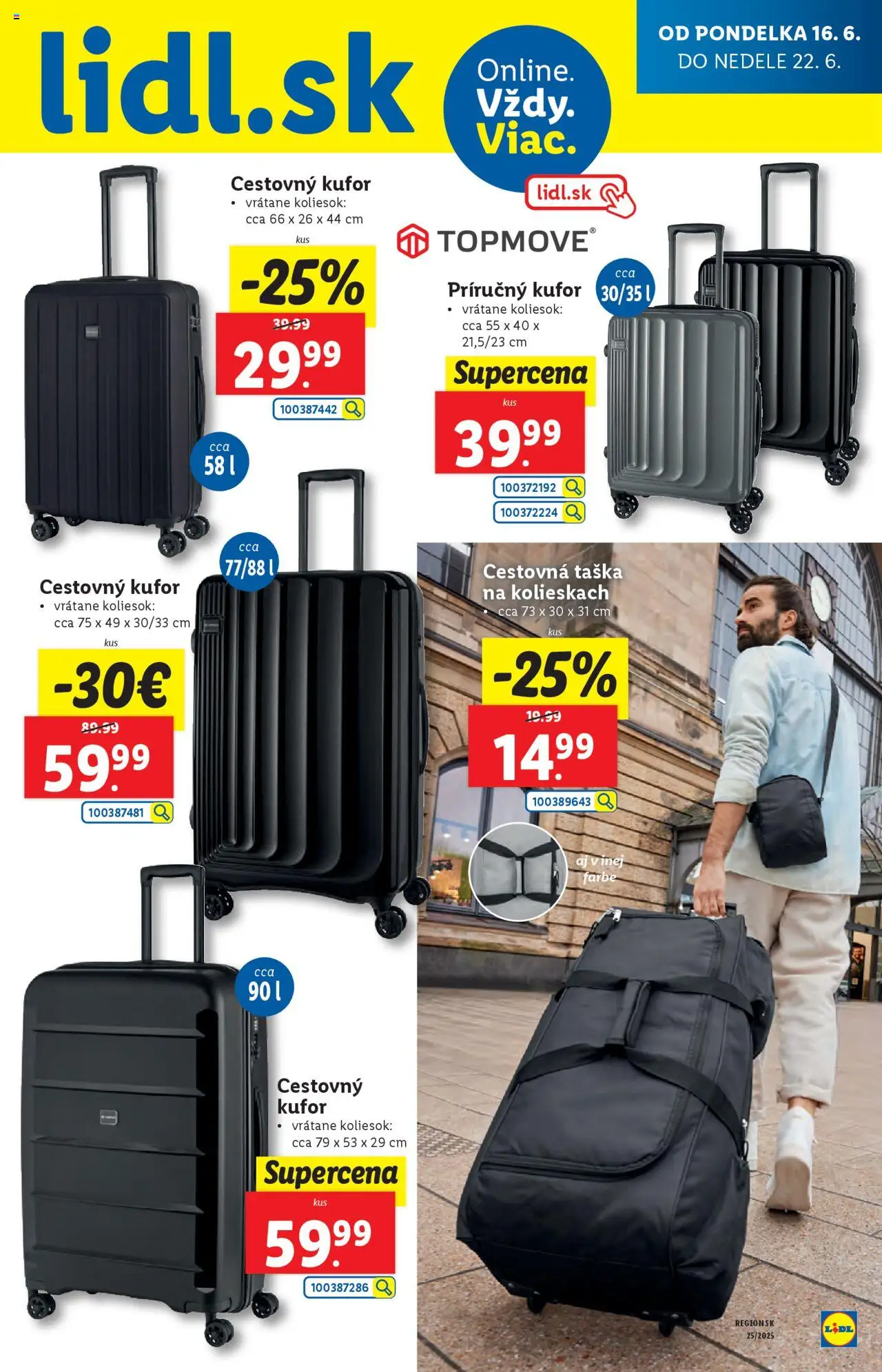 Lidl leták │ platný od 16.06.2025 | Strana: 61 | Produkty: Cestovná taška, Kufor, Taška