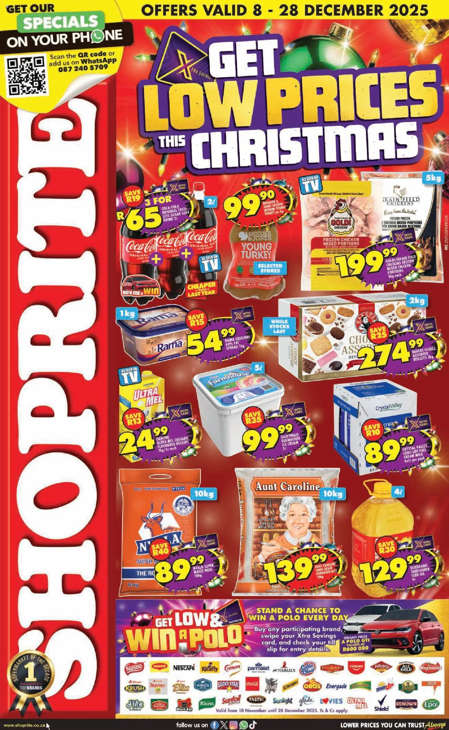 New Shoprite catalogue – valid from 08.12.2025 | Page: 1 | Products: Phone, Rice, Cream, Sugar