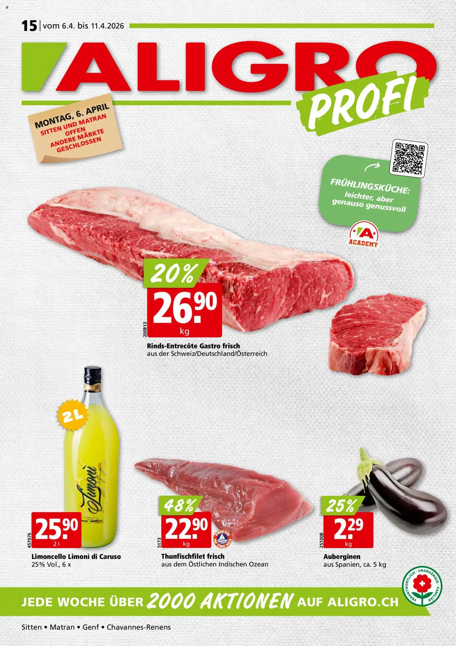 Aligro aktionen Chavannes, Matran, Genf, Sitten – gültig ab 06.04.2026 | Seite: 1