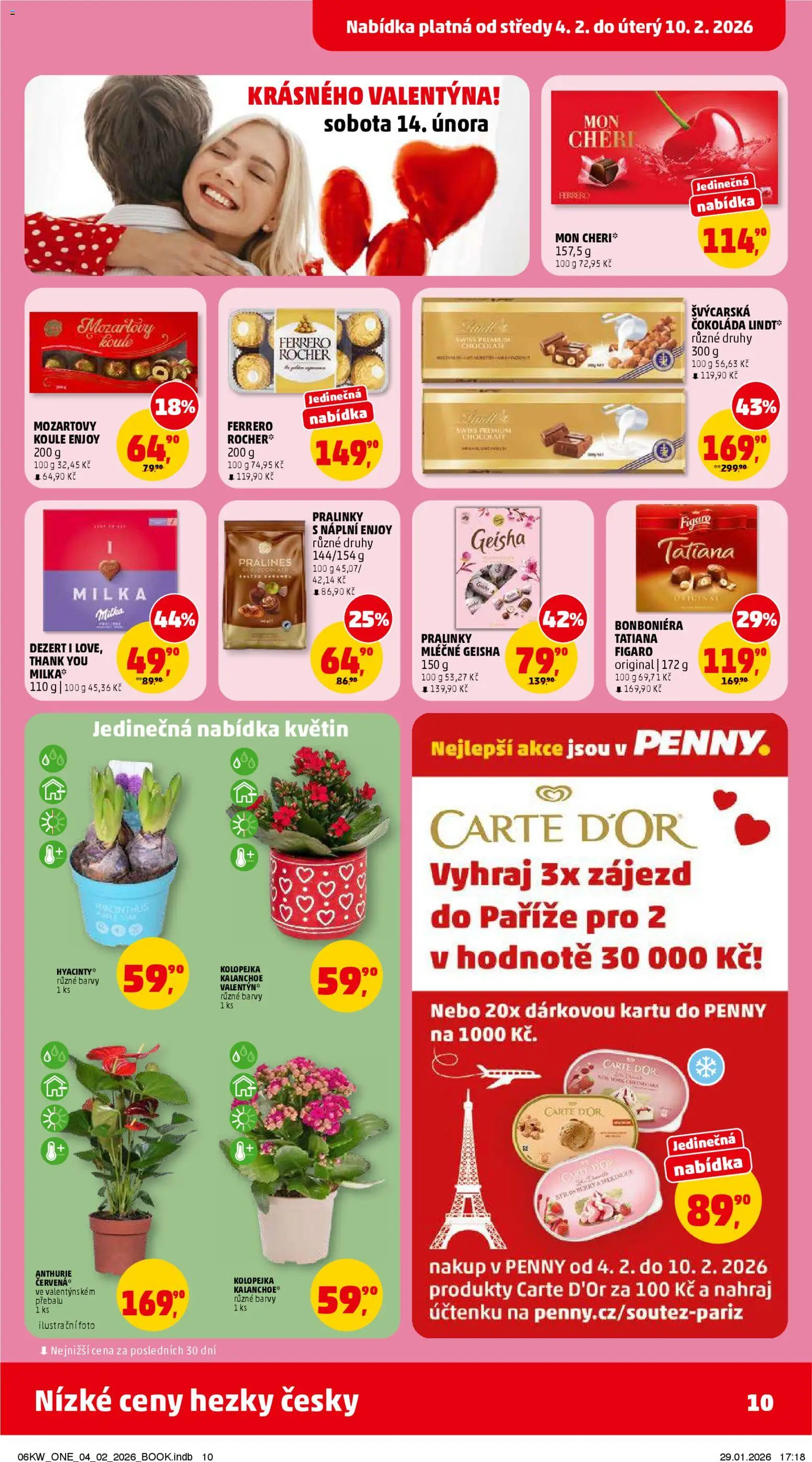 Penny Market leták - Čtvrtečník od 04.02.2026 | Strana: 10 | Produkty: Kalanchoe, Milka, Bonboniéra, Geisha