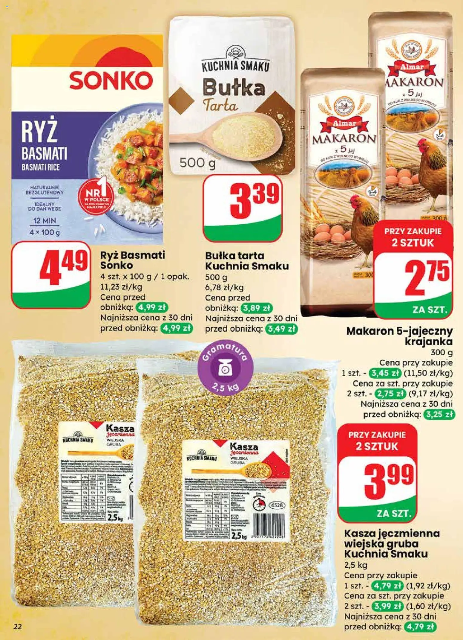 Dino Gazetka od 19.11.2025 | Strona: 22 | Produkty: Kasza, Bułka, Ryż, Makaron