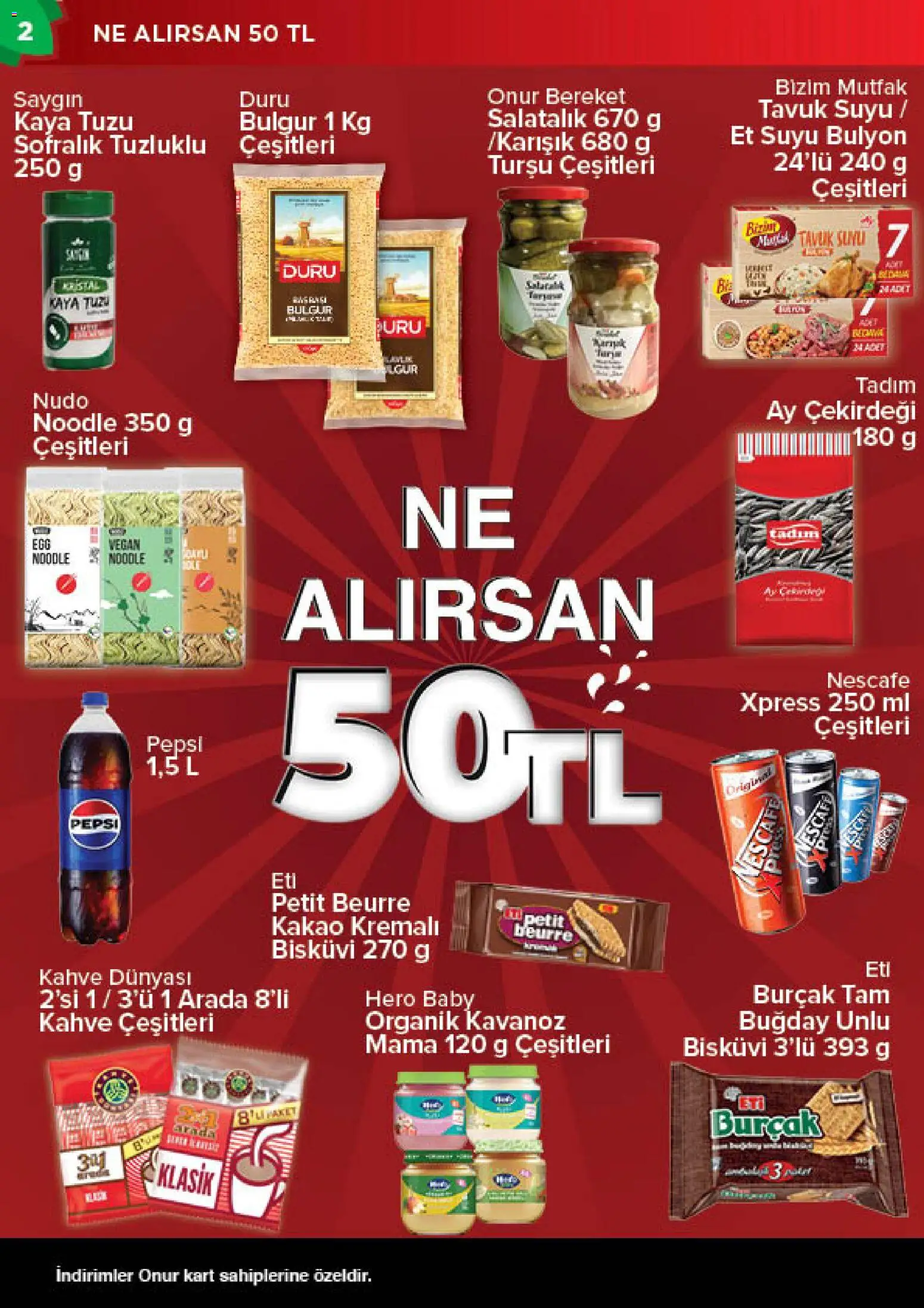 Onur Market Katalog - 28.04.2026 tarihinden itibaren geçerlidir | Sayfa: 2 | Ürünler: Tavuk suyu, Salatalık, Klementiinit, Bisküvi