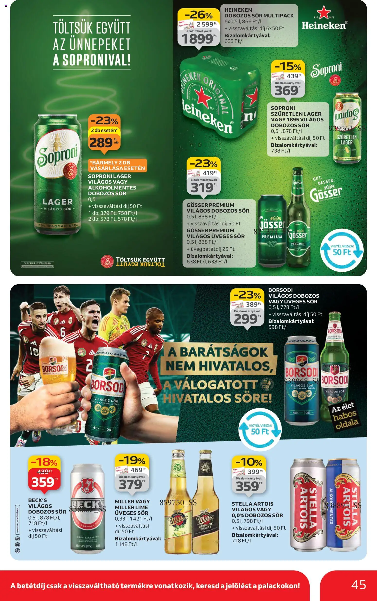 Auchan akciós ujság - amely érvényes a következő dátumtól: 27.11.2025 | Oldal: 45 | Termékek: Lime, Heineken, Stella artois, Sör