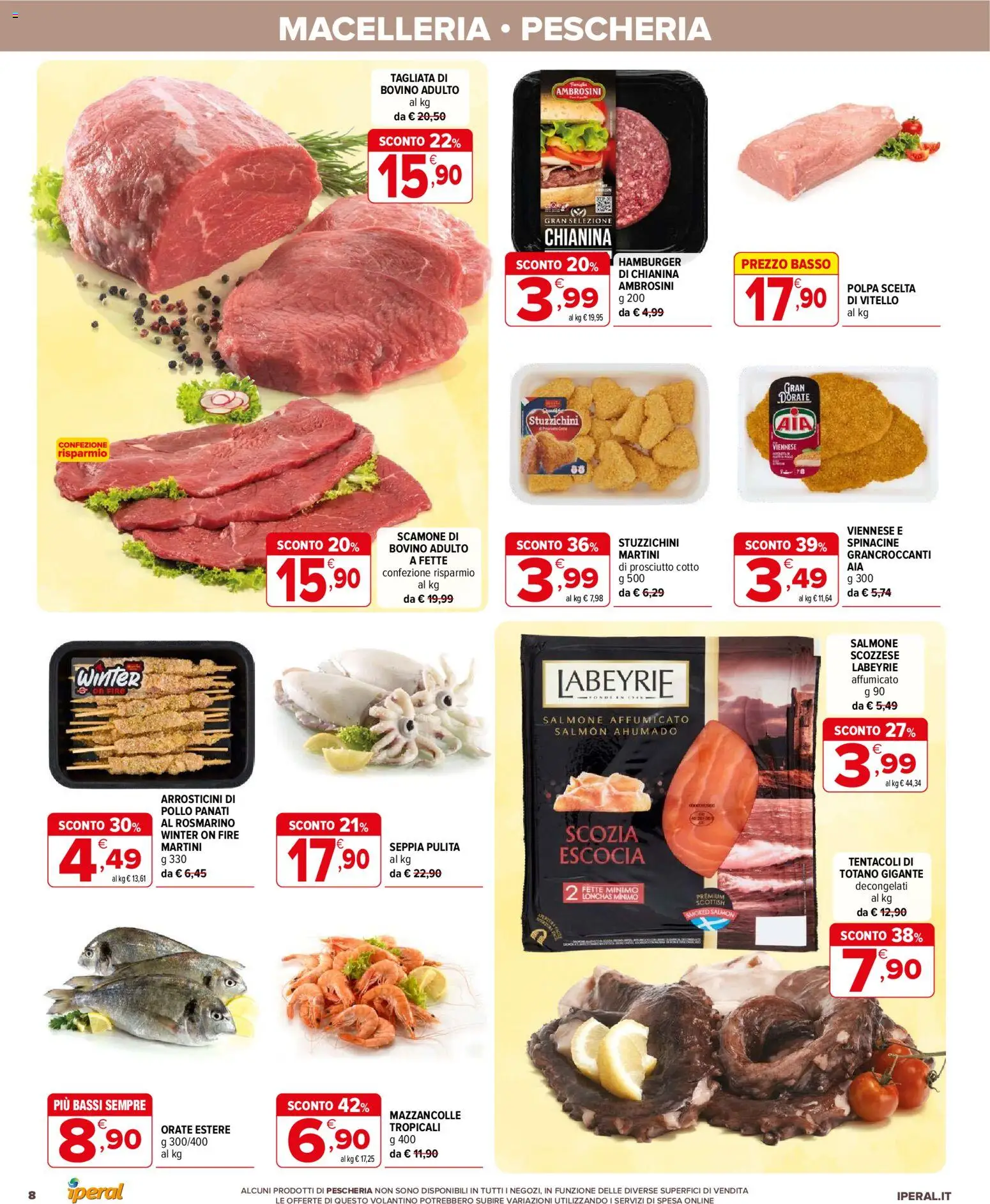 Volantino Iperal del 21.01.2026 | Pagina: 8 | Prodotti: Bovino, Prosciutto Cotto, Totano, Arrosticini