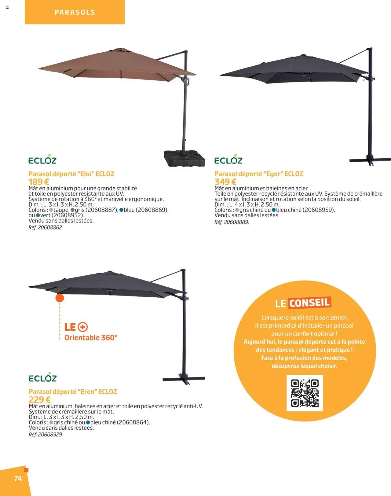  | Page: 73 | Produits: Parasol déporté, Parasol