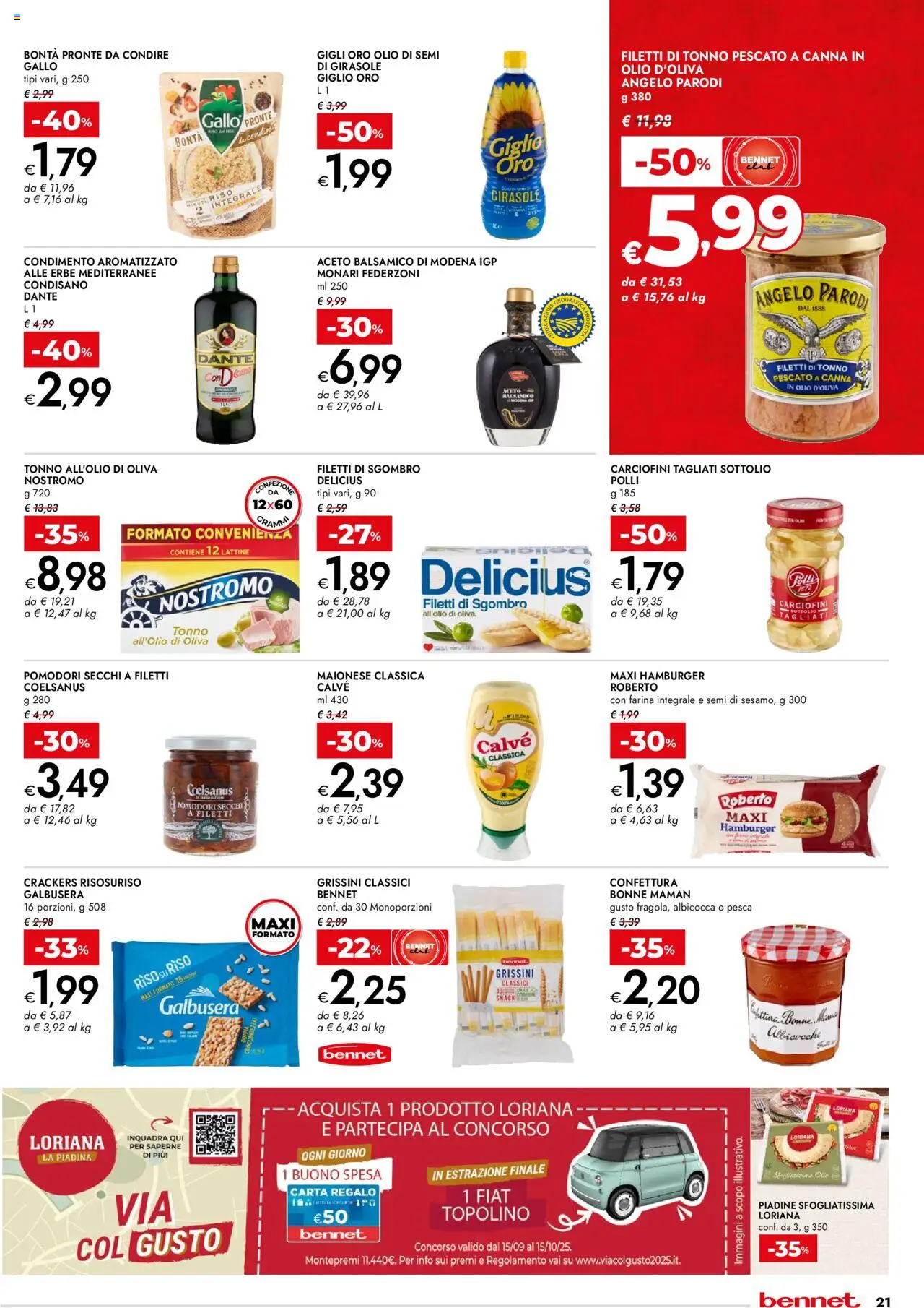 Volantino bennet del 25.09.2025 | Pagina: 21 | Prodotti: Maionese, Olio, Grissini, Albicocche